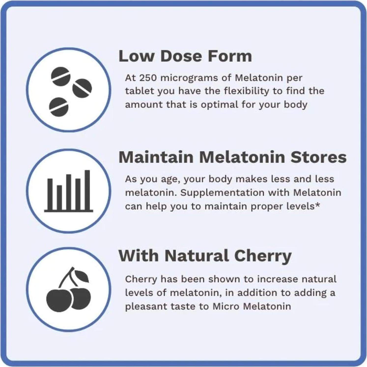 Utzy Naturals Micro Melatonina 250 mcg con Cereza Natural - 120 Tabletas