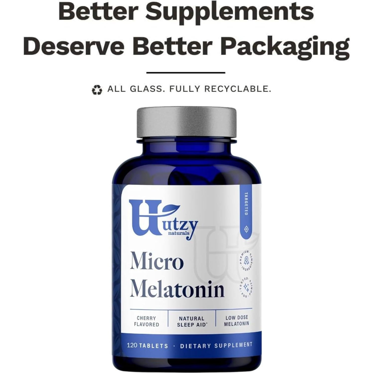 Utzy Naturals Micro Melatonina 250 mcg con Cereza Natural - 120 Tabletas