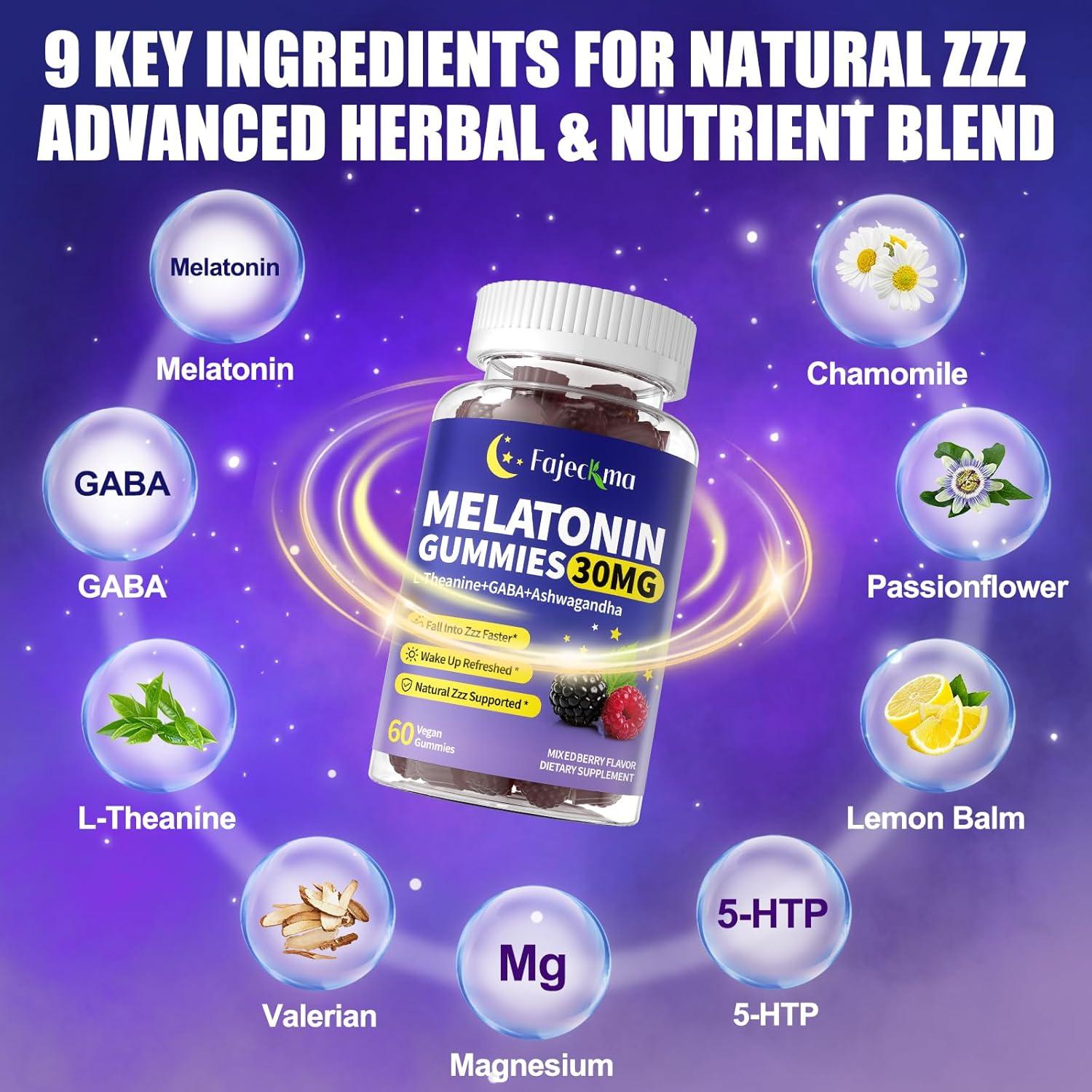 Gominolas de Melatonina 30mg Fajeckma con Magnesio y Vitaminas