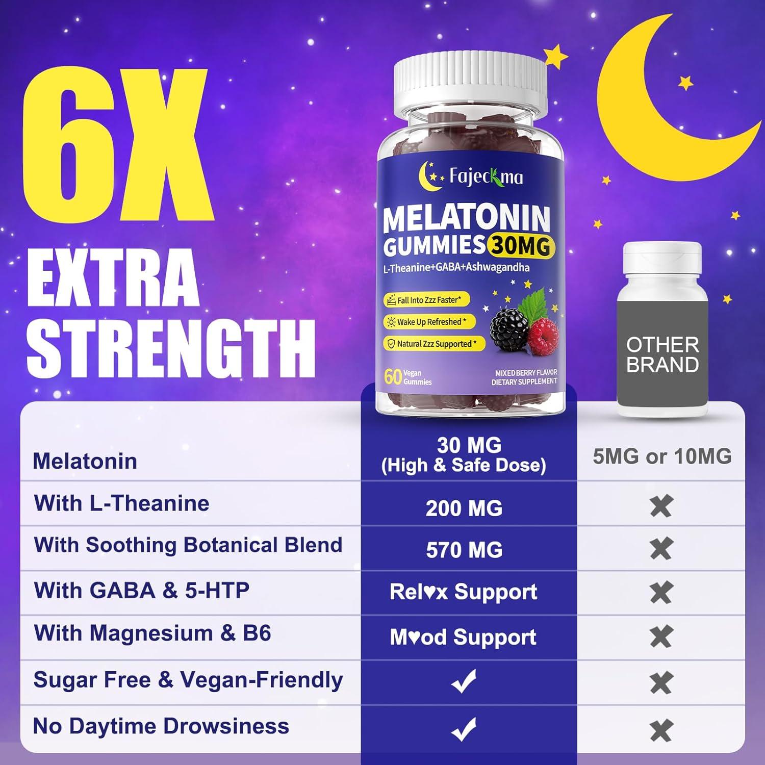 Gominolas de Melatonina 30mg Fajeckma con Magnesio y Vitaminas