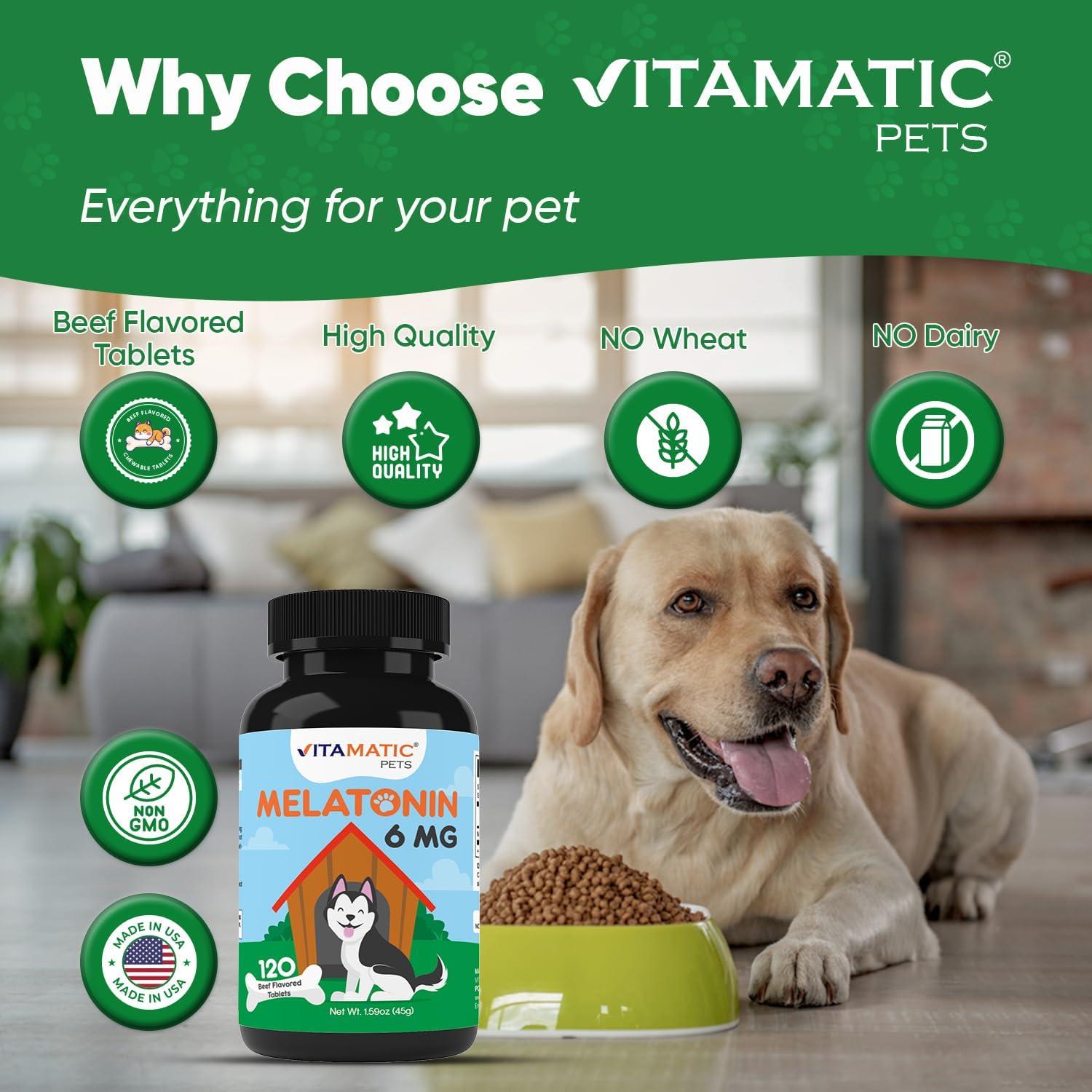Melatonina para Perros Vitamatic 6 mg - 120 Tabletas Masticables