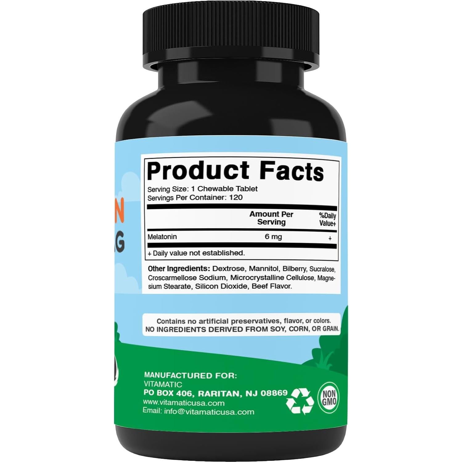 Melatonina para Perros Vitamatic 6 mg - 120 Tabletas Masticables