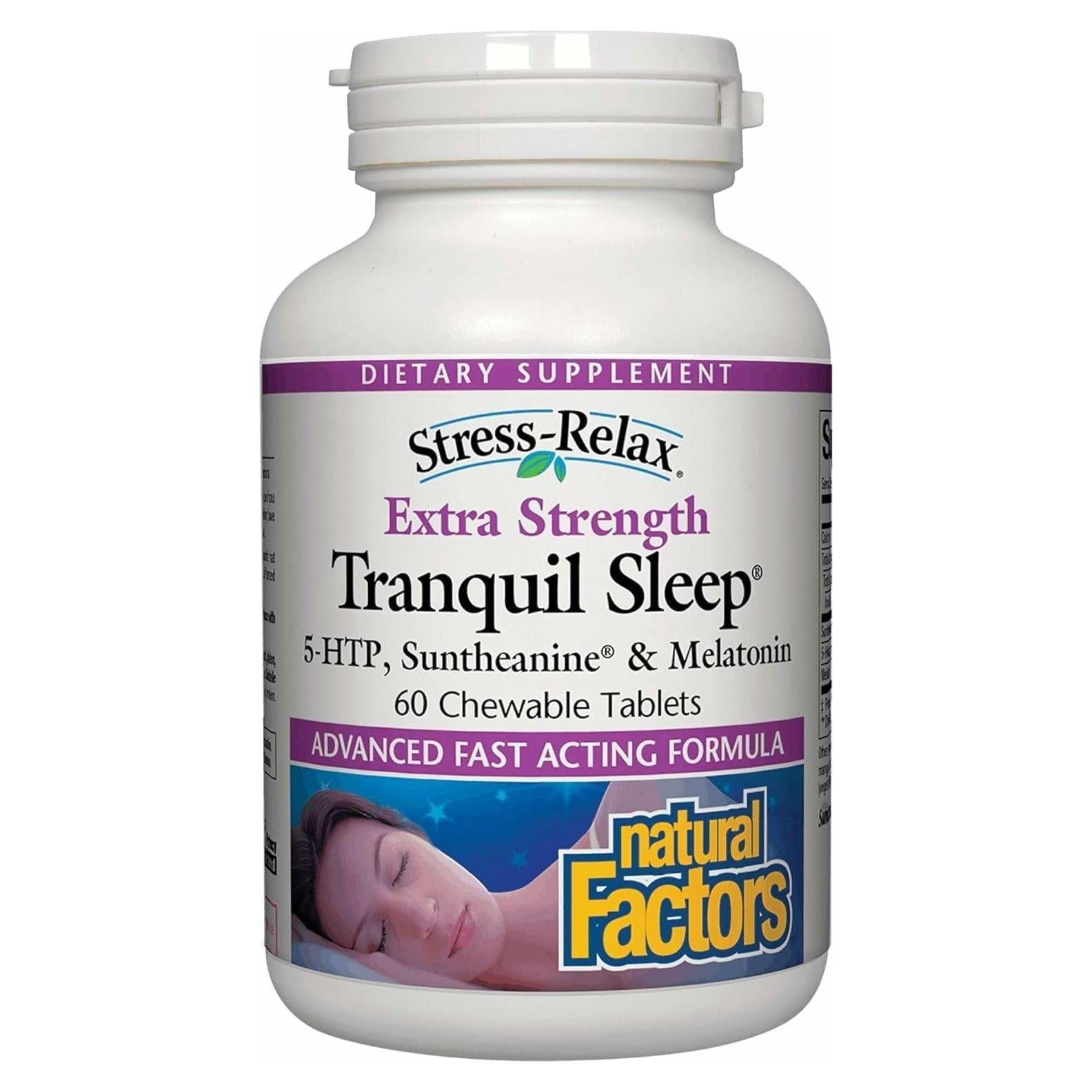 Suplemento Natural Factors Tranquil Sleep 60 Tabletas Masticables