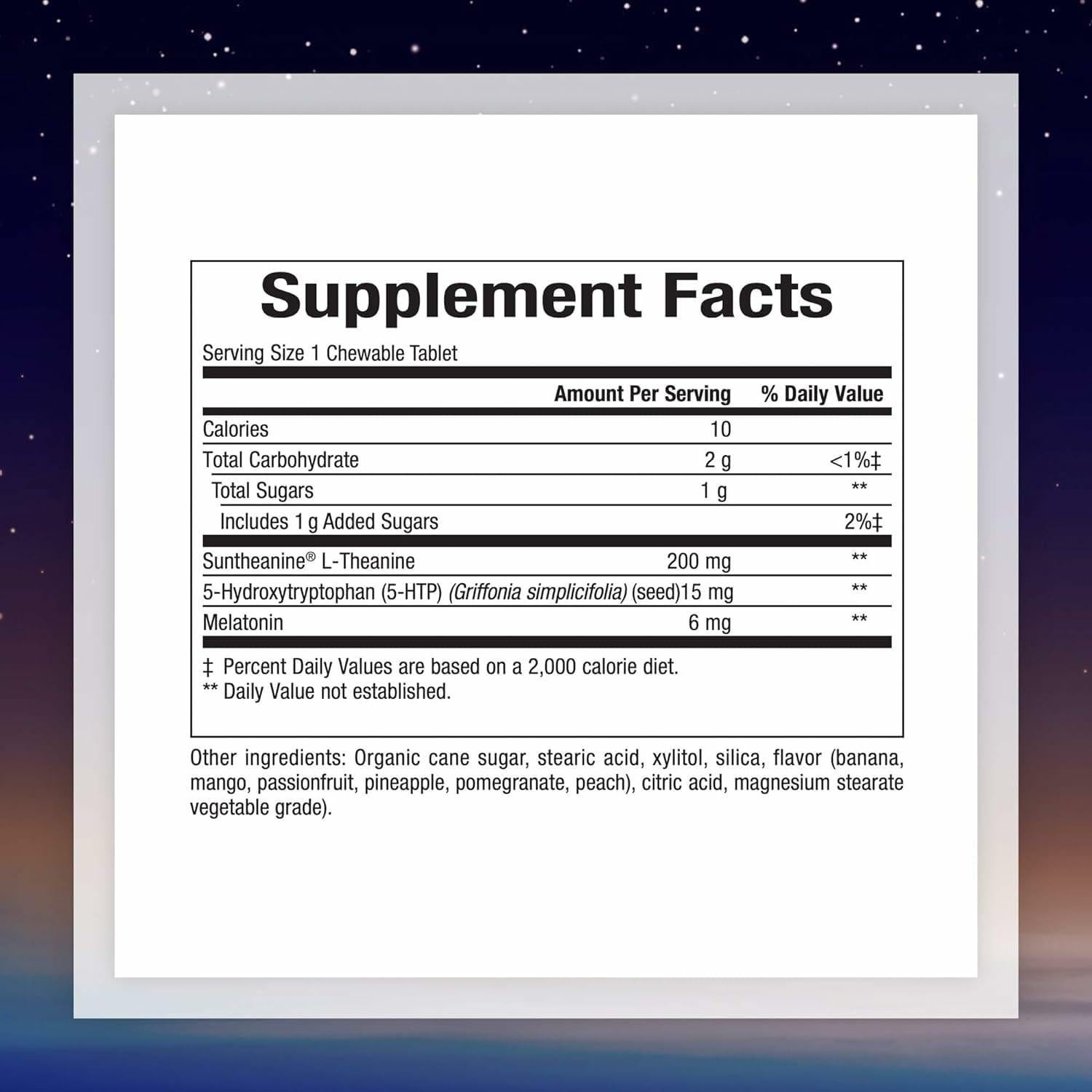 Suplemento Natural Factors Tranquil Sleep 60 Tabletas Masticables