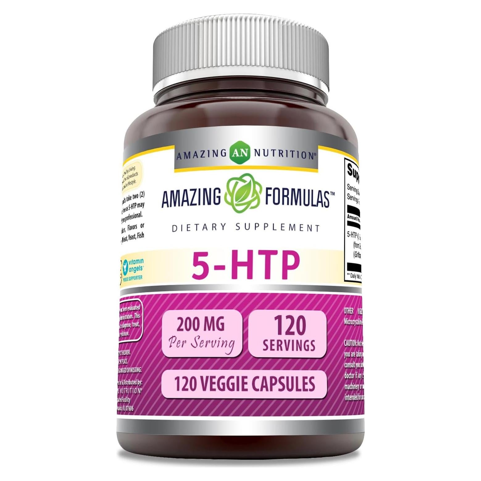 Suplemento 5-HTP Fórmulas Asombrosas 200 Mg 120 Cápsulas Vegetales