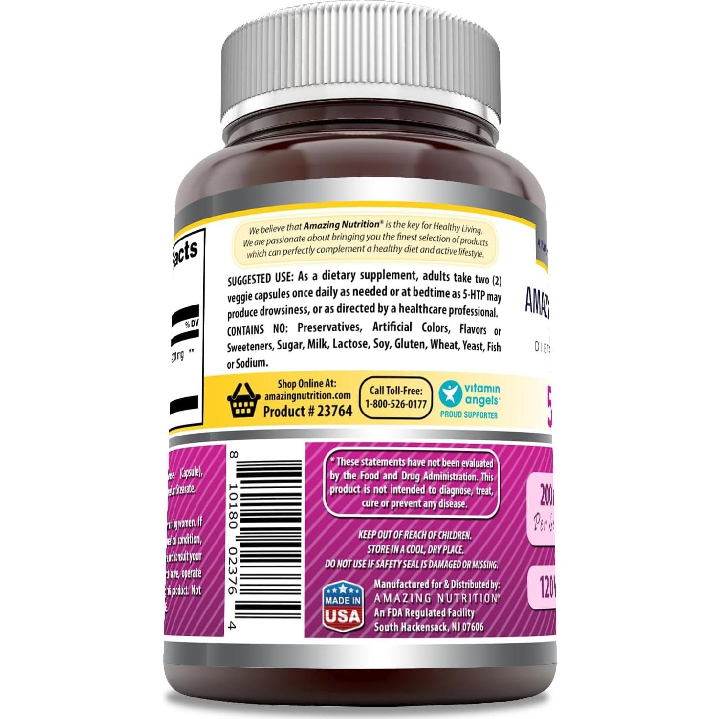 Suplemento 5-HTP Fórmulas Asombrosas 200 Mg 120 Cápsulas Vegetales