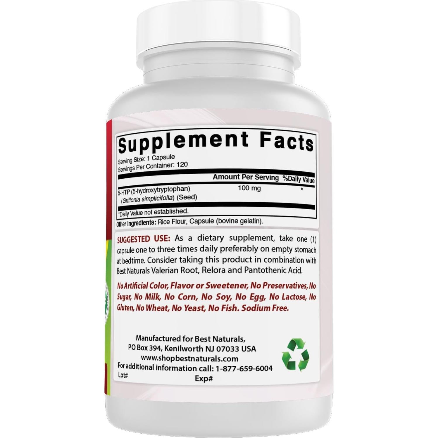 Cápsulas 5-HTP 100 mg Mejores Naturales - 120 Unidades