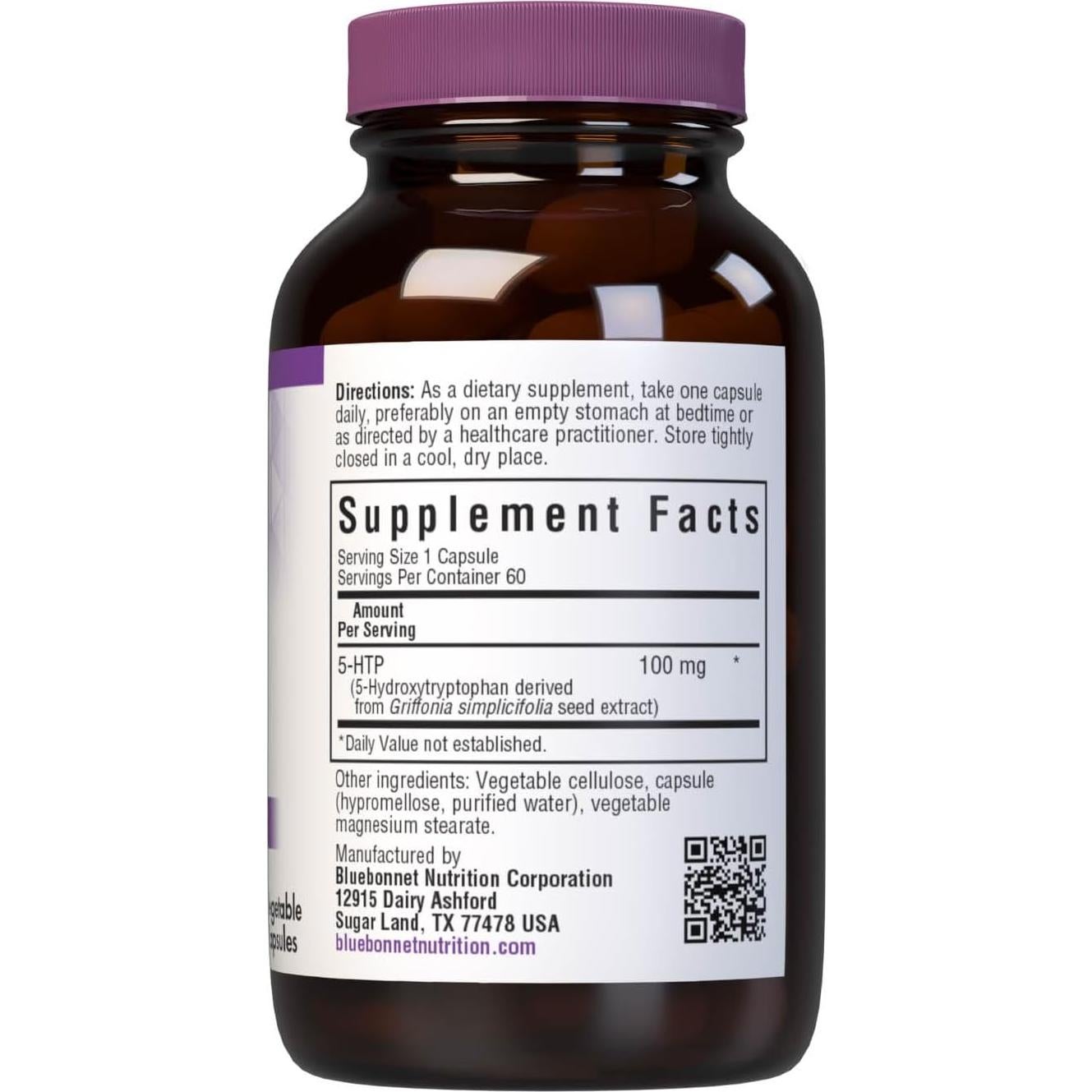 Cápsulas Vegetales 5-HTP 100mg Bluebonnet, 60 Porciones