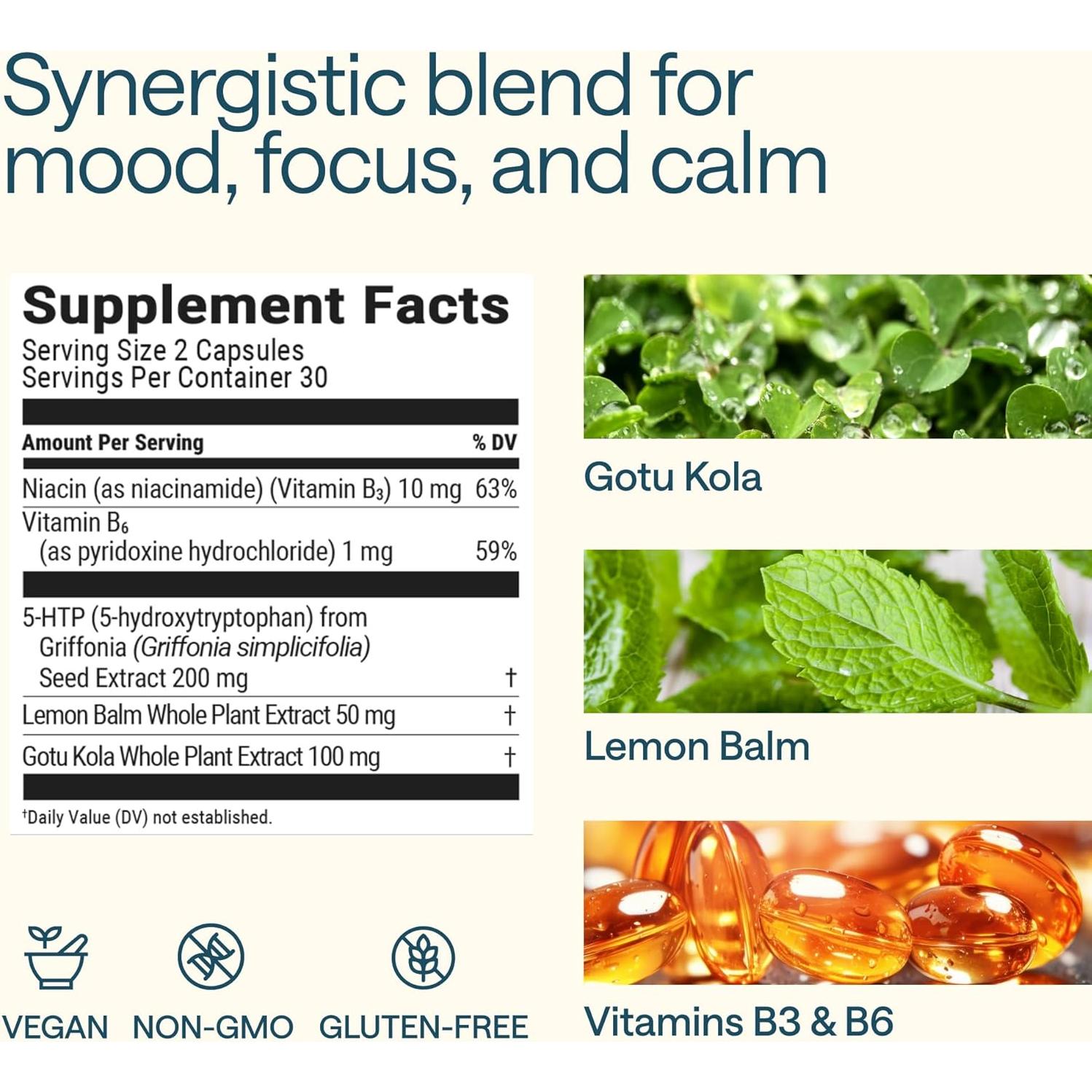 Suplemento 5-HTP 200mg con Vitamina B6 - 60 Cápsulas