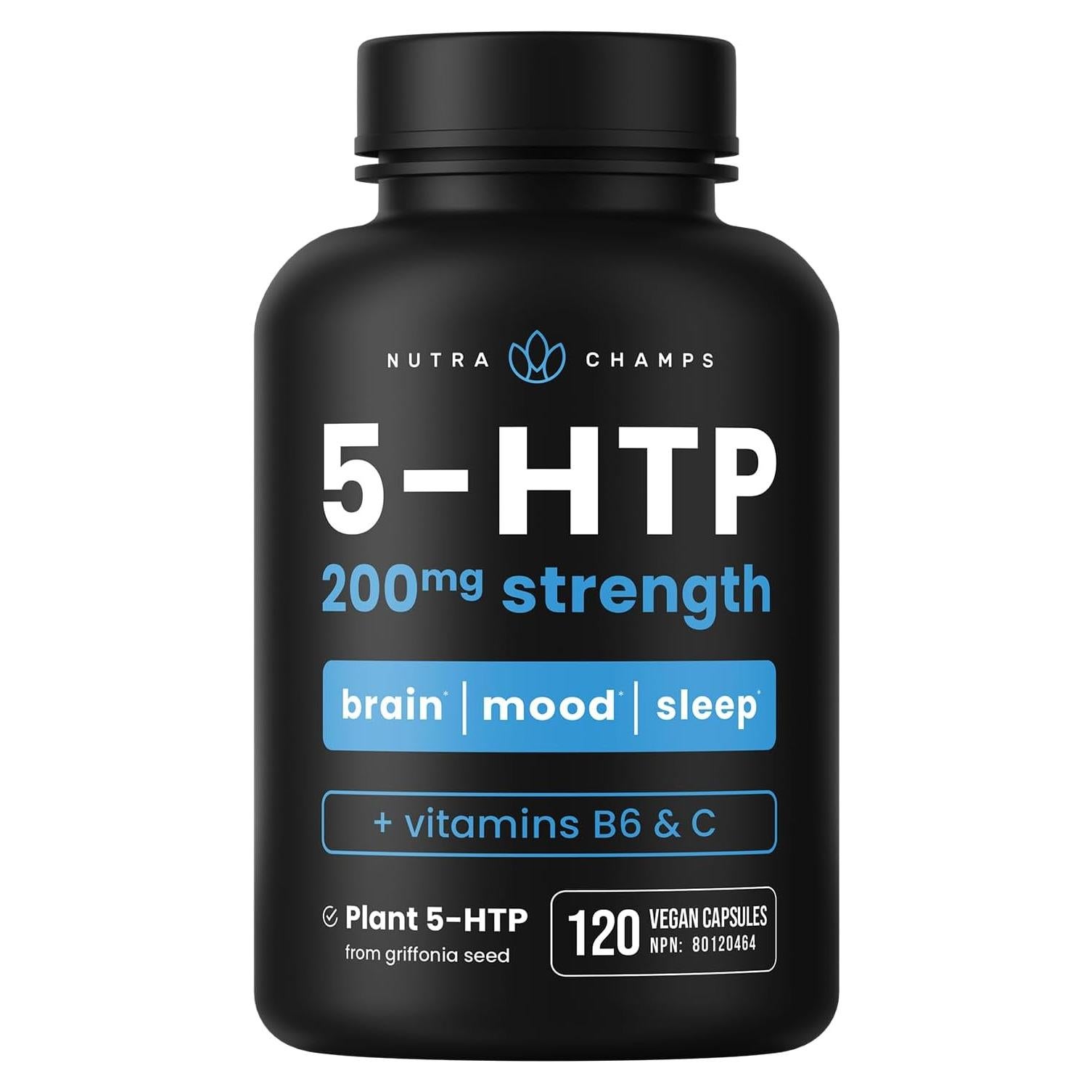 Suplemento 5-HTP NutraChamps 200mg 120 Cápsulas Veganas