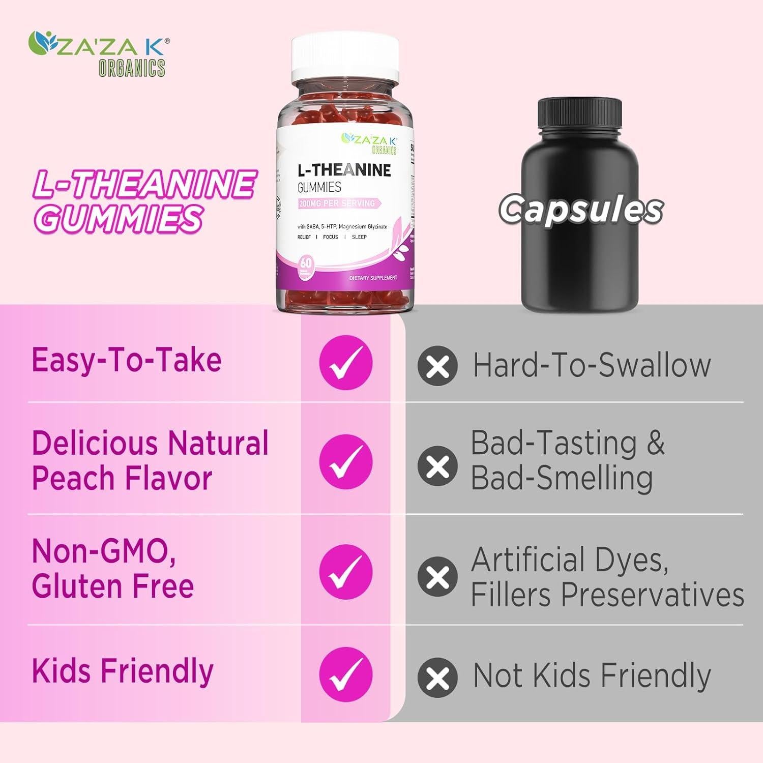 Gominolas L-Theanine 200mg ZA'ZA K ORGANICS Sabor Durazno