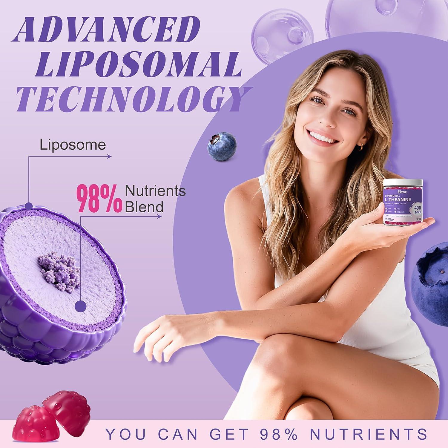 Gomitas Liposomales L-Teanina Elysx 400mg Sabor Arándano 60 Unid