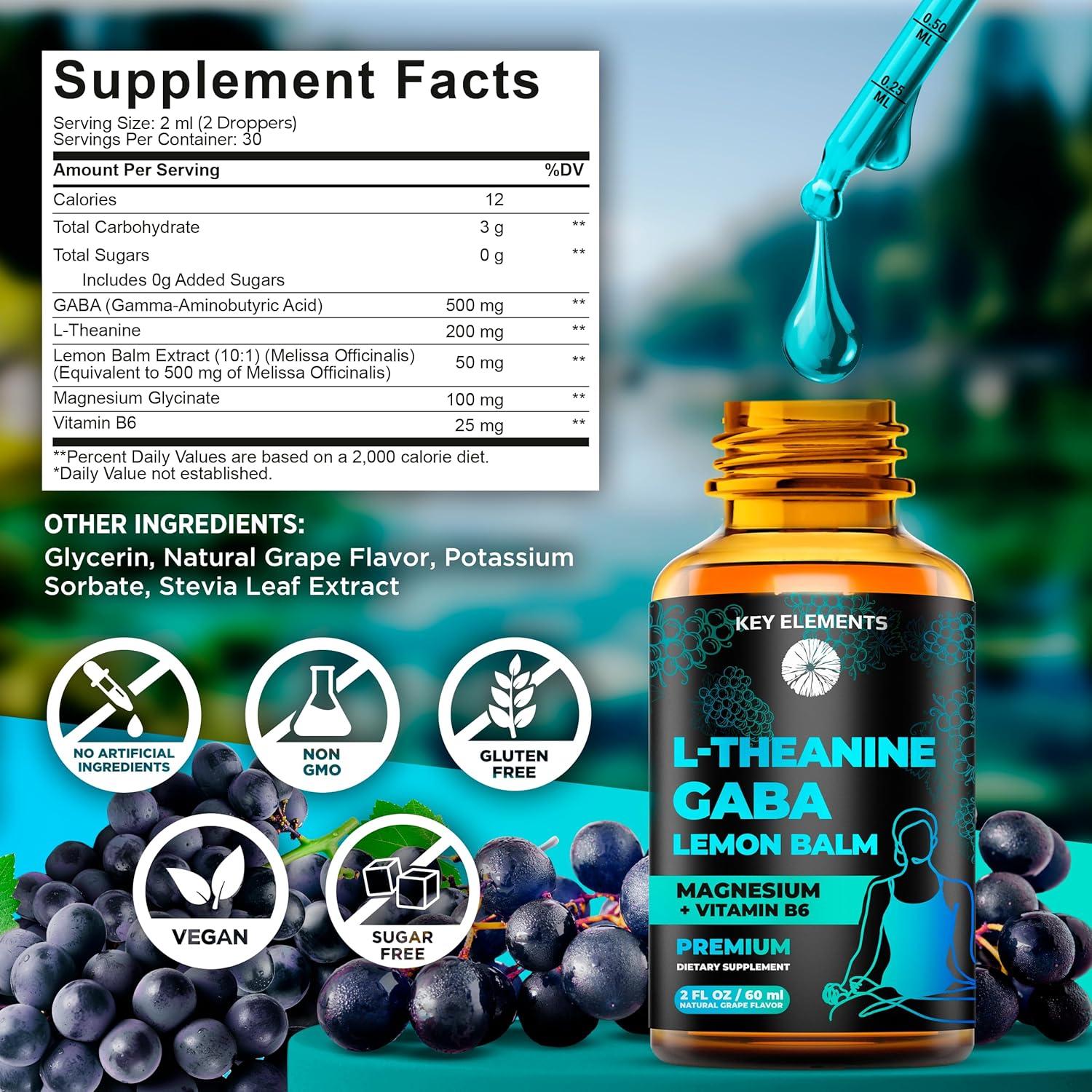 Suplemento GABA Líquido 500mg + L-Teanina 200mg - 30 Porciones