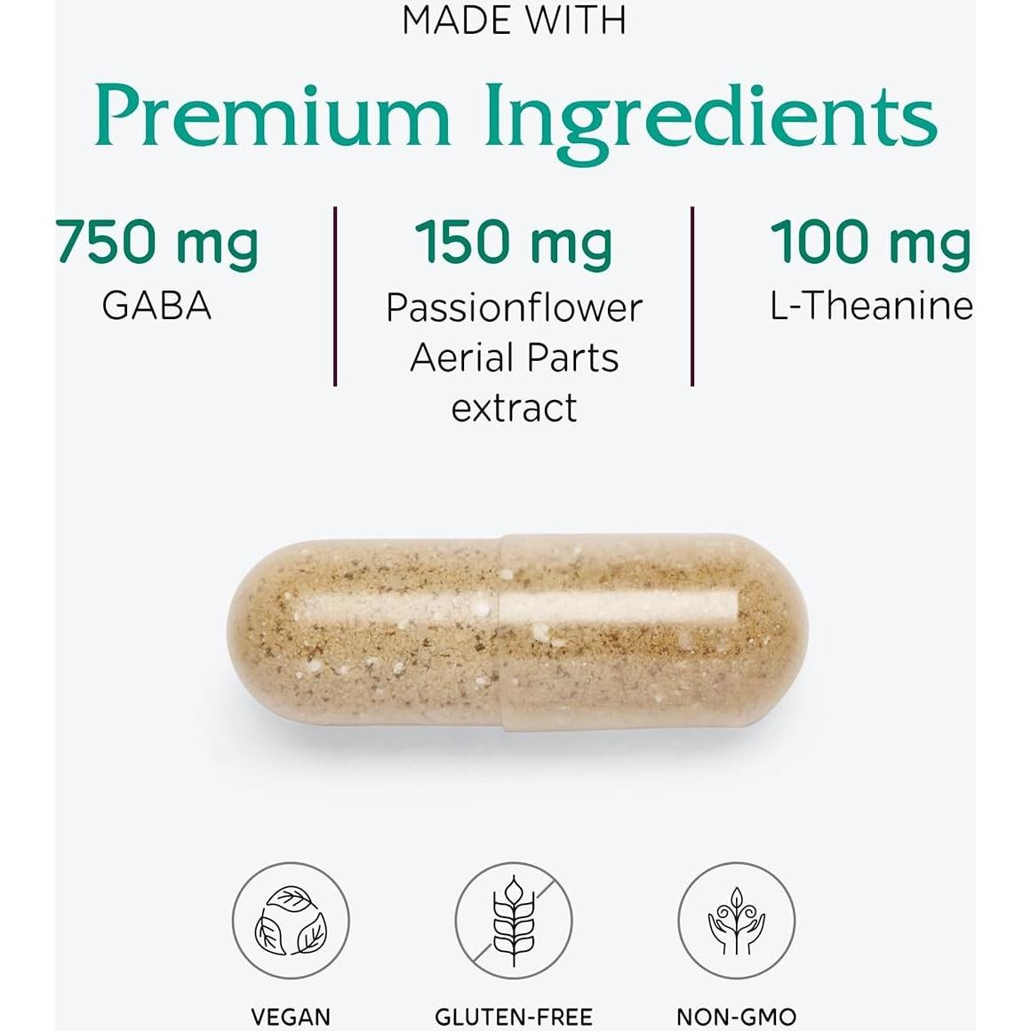 Suplemento GABA Ease Vitanica - 15 Cápsulas Veganas Calmantes