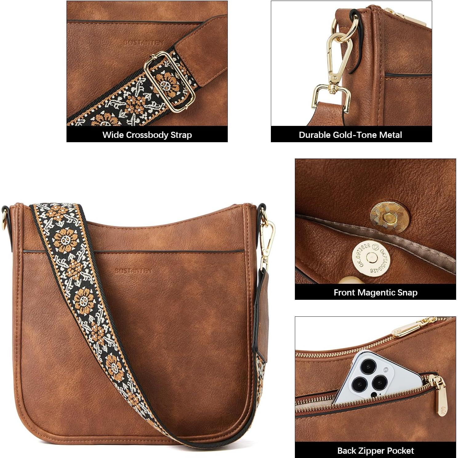 Bolso Cruzado BOSTANTEN de Cuero Vegano para Mujeres