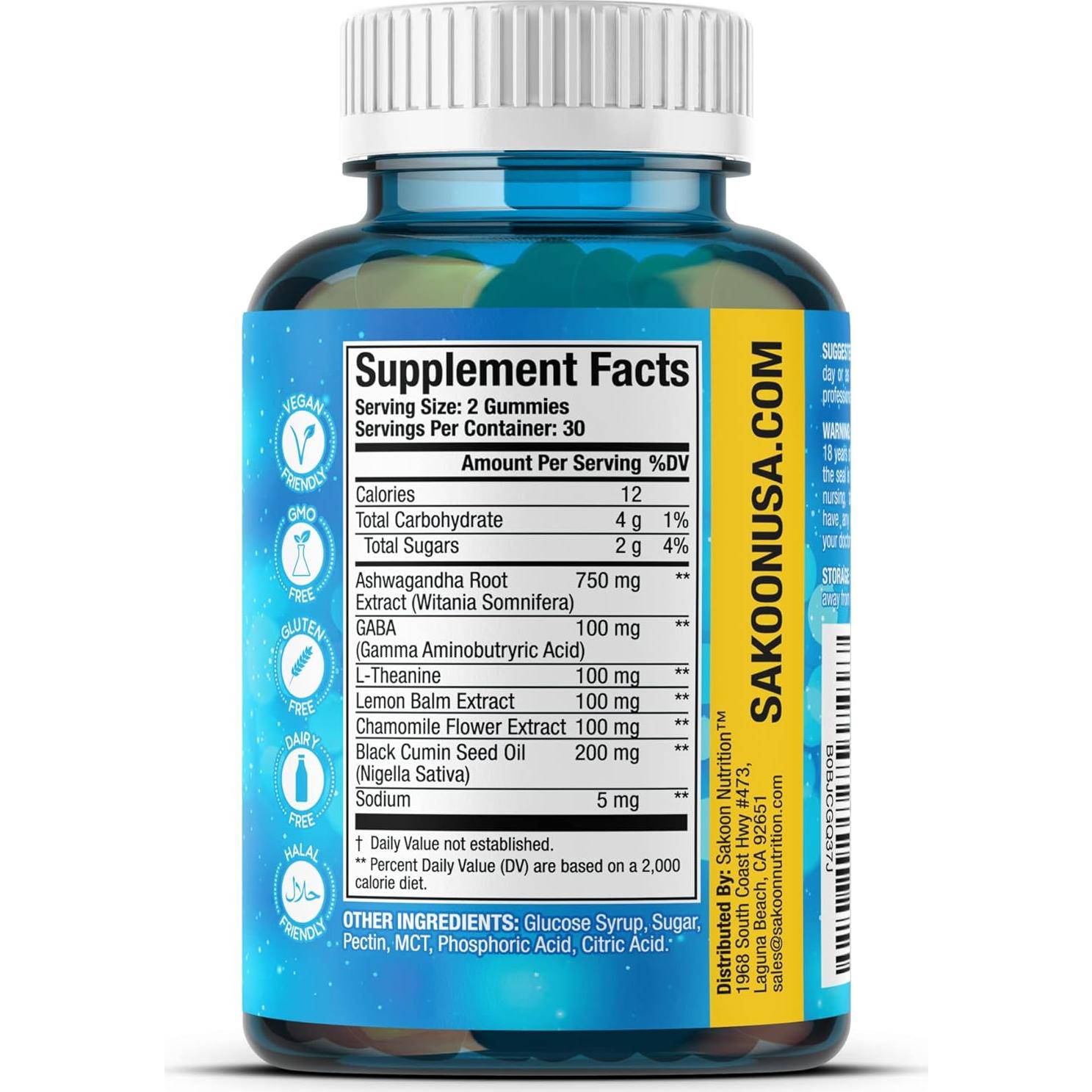 Gomitas Alivio Estrés Sakoon Nutrition 60 gomitas 6-en-1