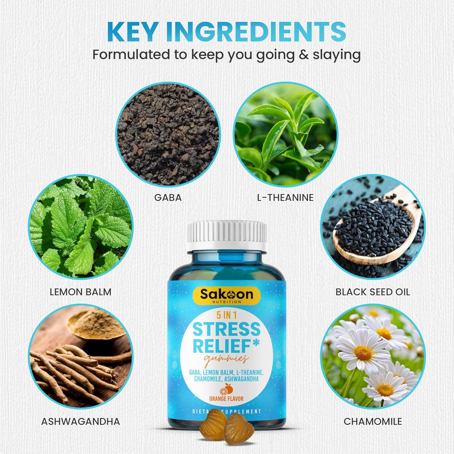 Gomitas Alivio Estrés Sakoon Nutrition 60 gomitas 6-en-1
