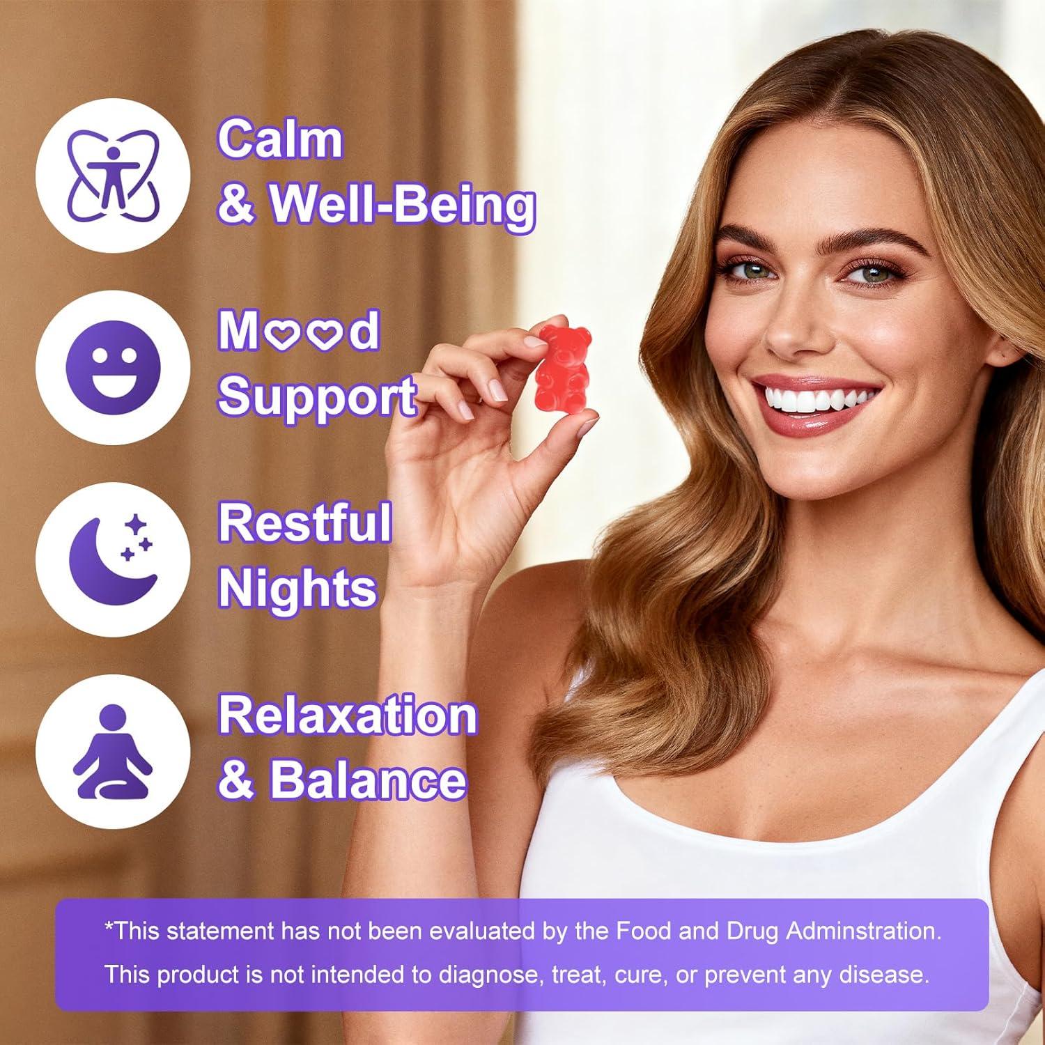 Gomitas L-Theanina 400mg Flyrocer con Ashwagandha 60 Unidades