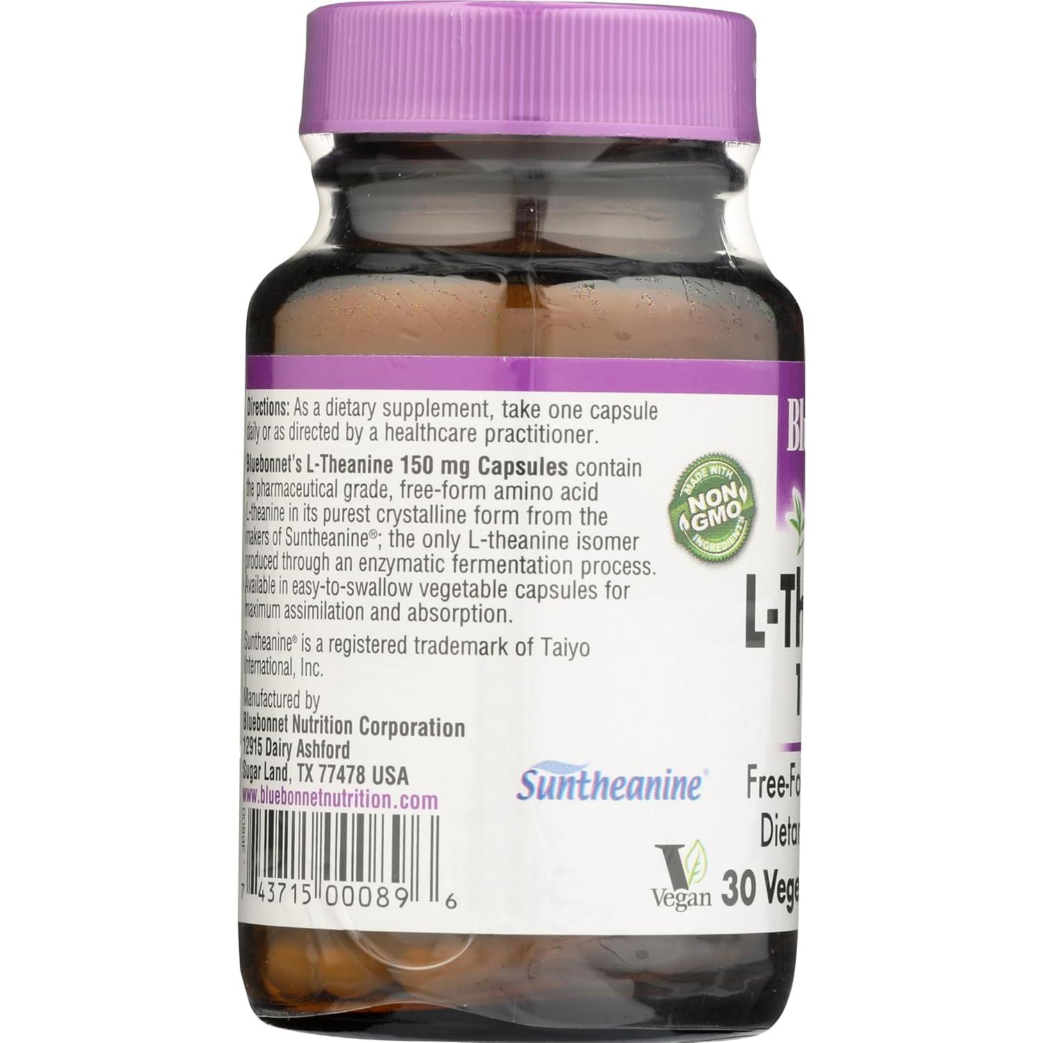 Suplemento L-Teanina 200 mg Bluebonnet - 30 Cápsulas