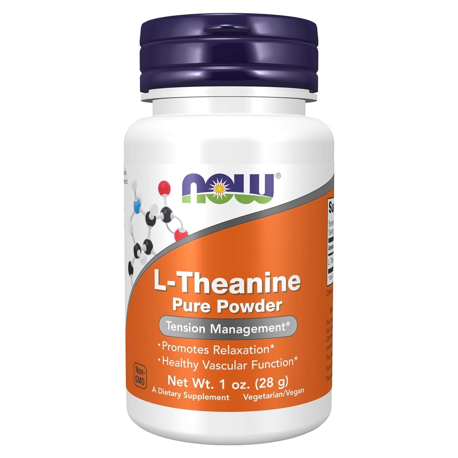 NOW Foods L-Teanina en Polvo 28.35g - Relajación y Salud Vascular