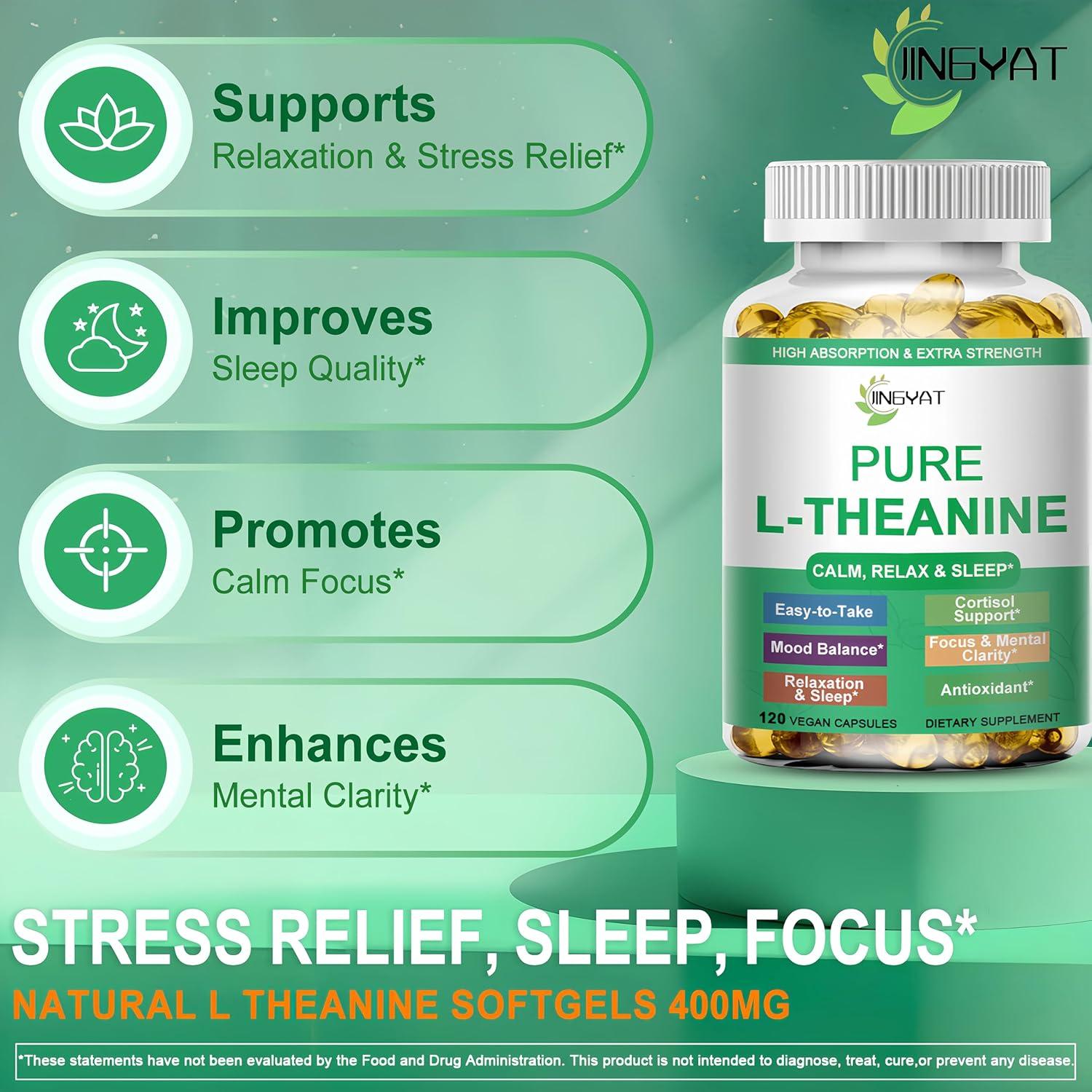 Suplemento L-Teanina JINGYAT 400mg 120 Cápsulas Veganas