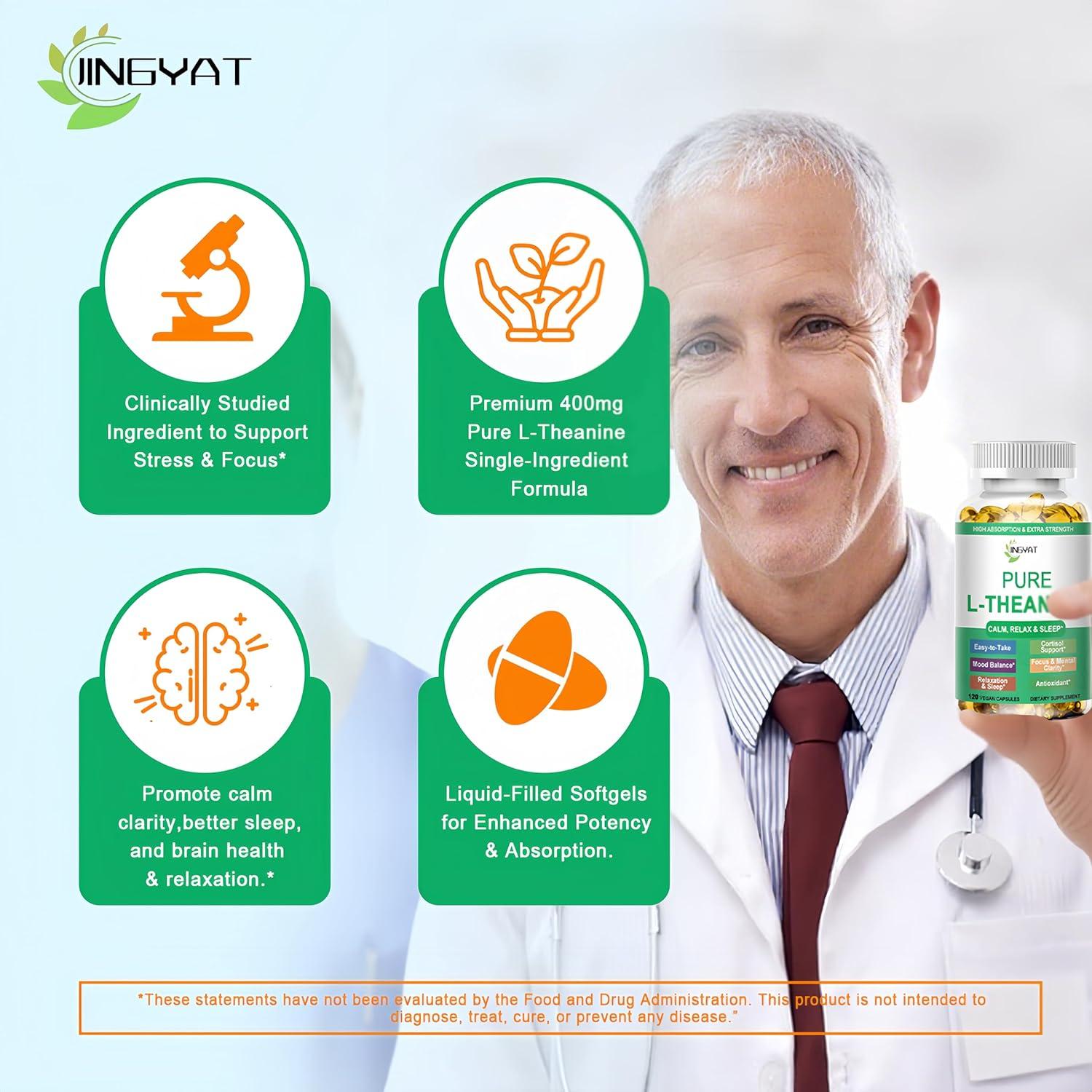 Suplemento L-Teanina JINGYAT 400mg 120 Cápsulas Veganas