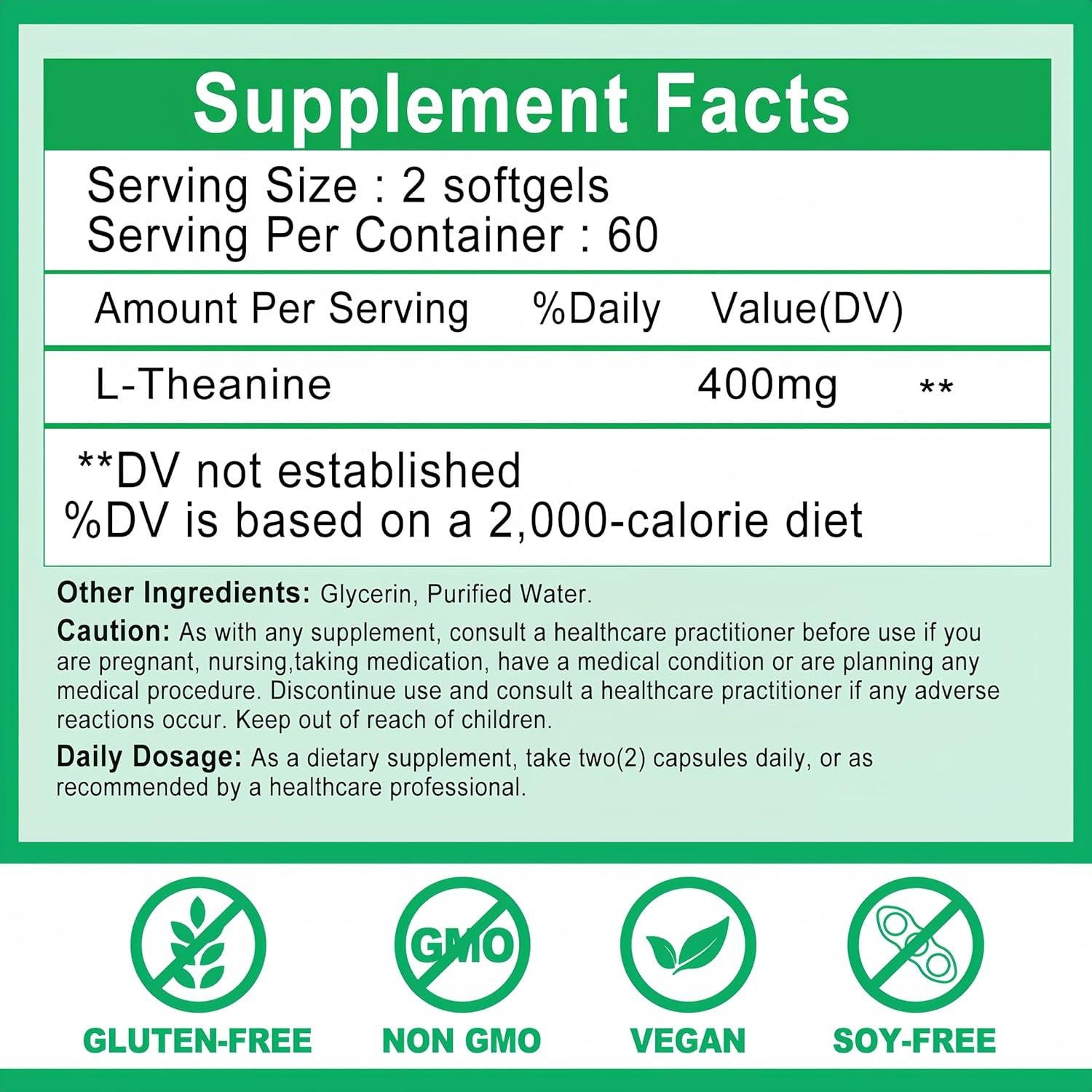 Suplemento L-Teanina JINGYAT 400mg 120 Cápsulas Veganas