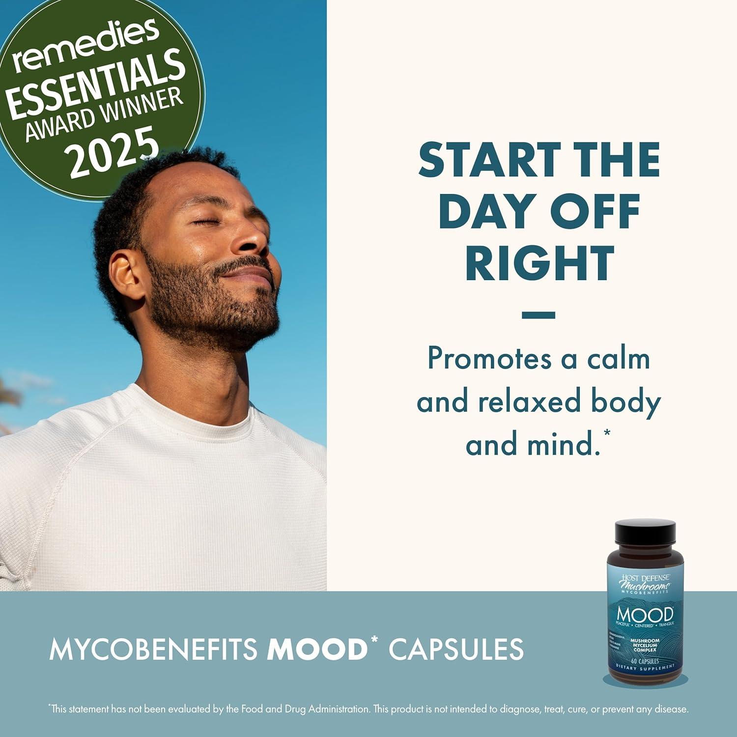 Cápsulas MycoBenefits Mood Host Defense - Suplemento Relajante 60 Unidades