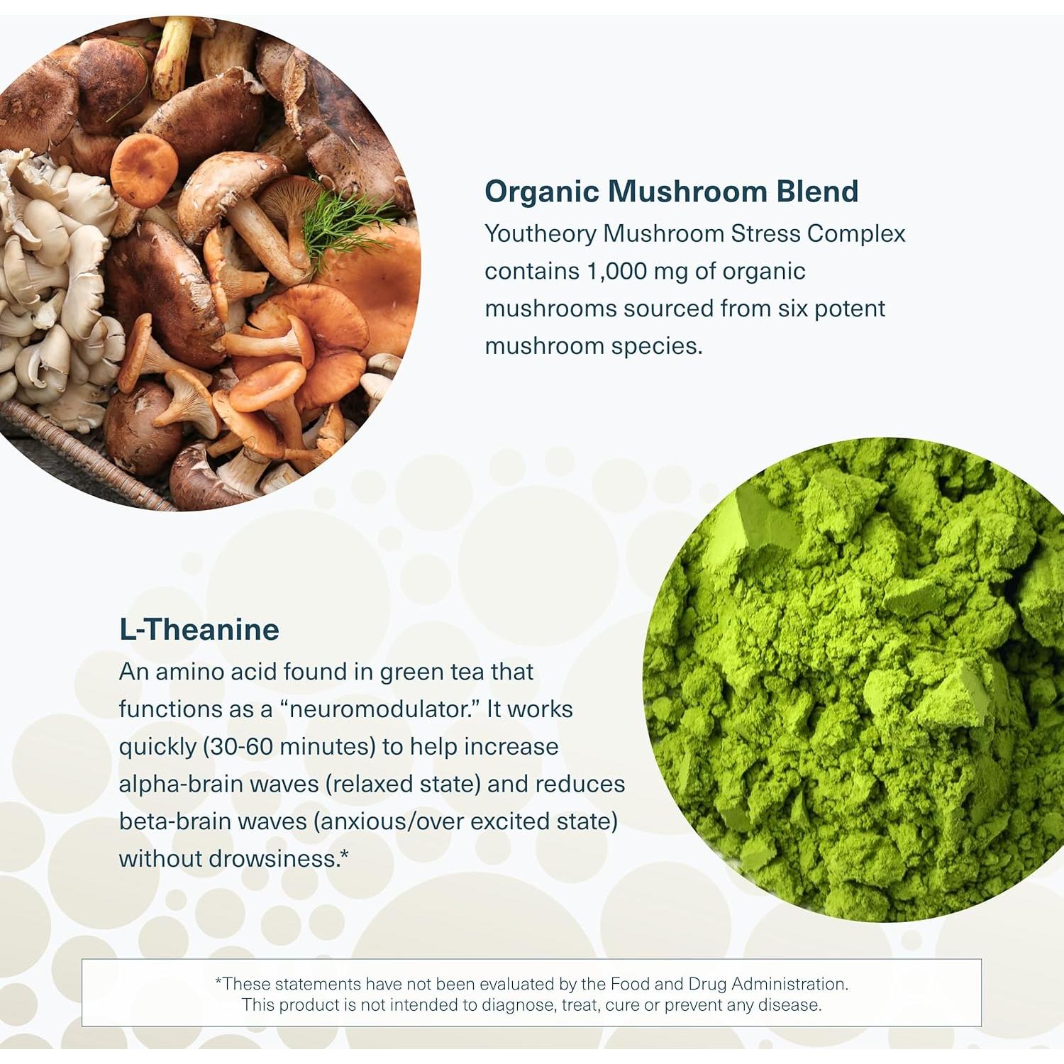 Complejo de Estrés de Hongos Youtheory 60 Cápsulas Vegetarianas