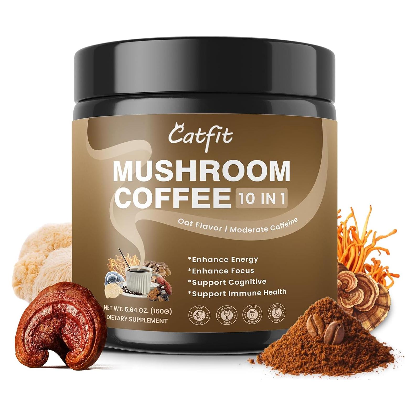 Café Instantáneo Adaptogénico Catfit 160g - Champiñones y Avena