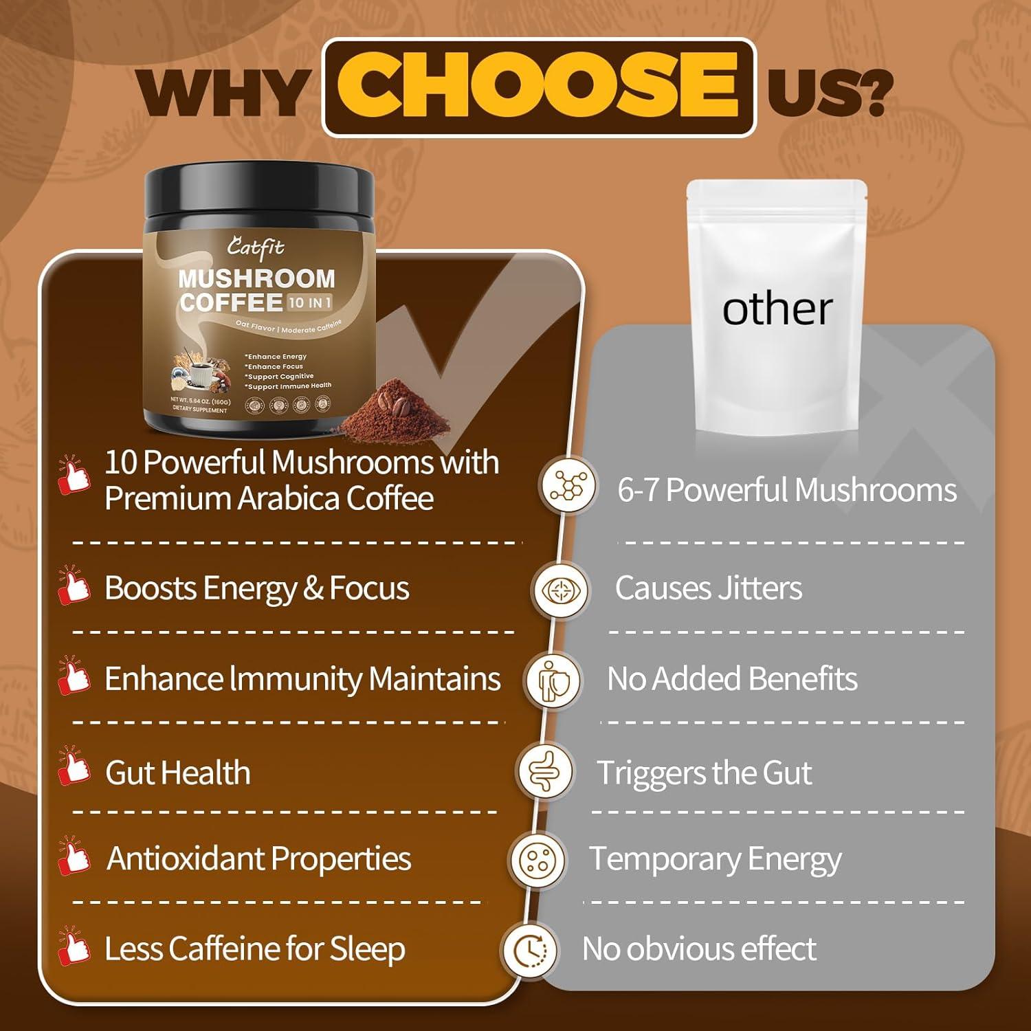 Café Instantáneo Adaptogénico Catfit 160g - Champiñones y Avena