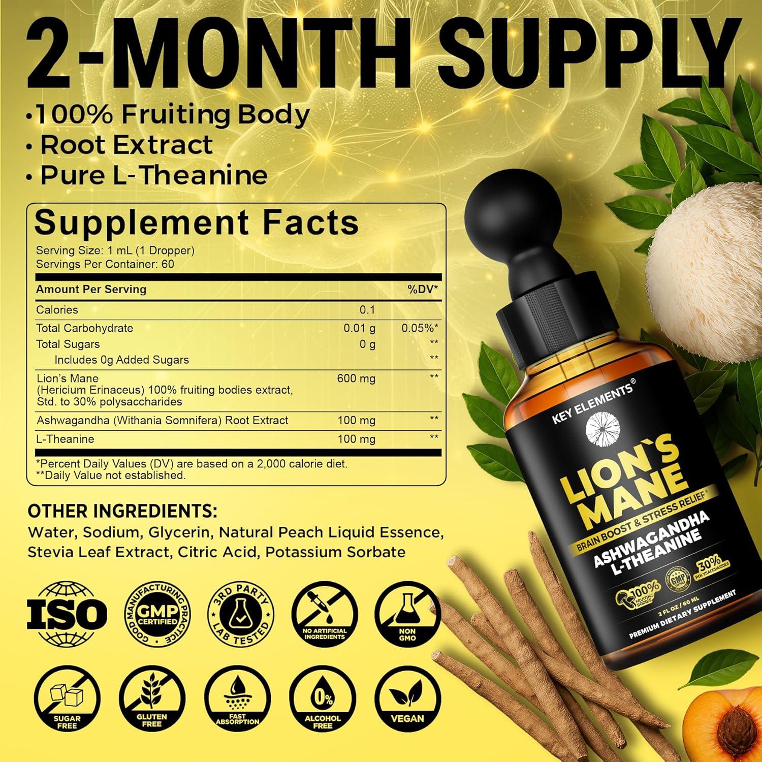 Extracto de Melena de León Key Elements - Suplemento Líquido 60ml