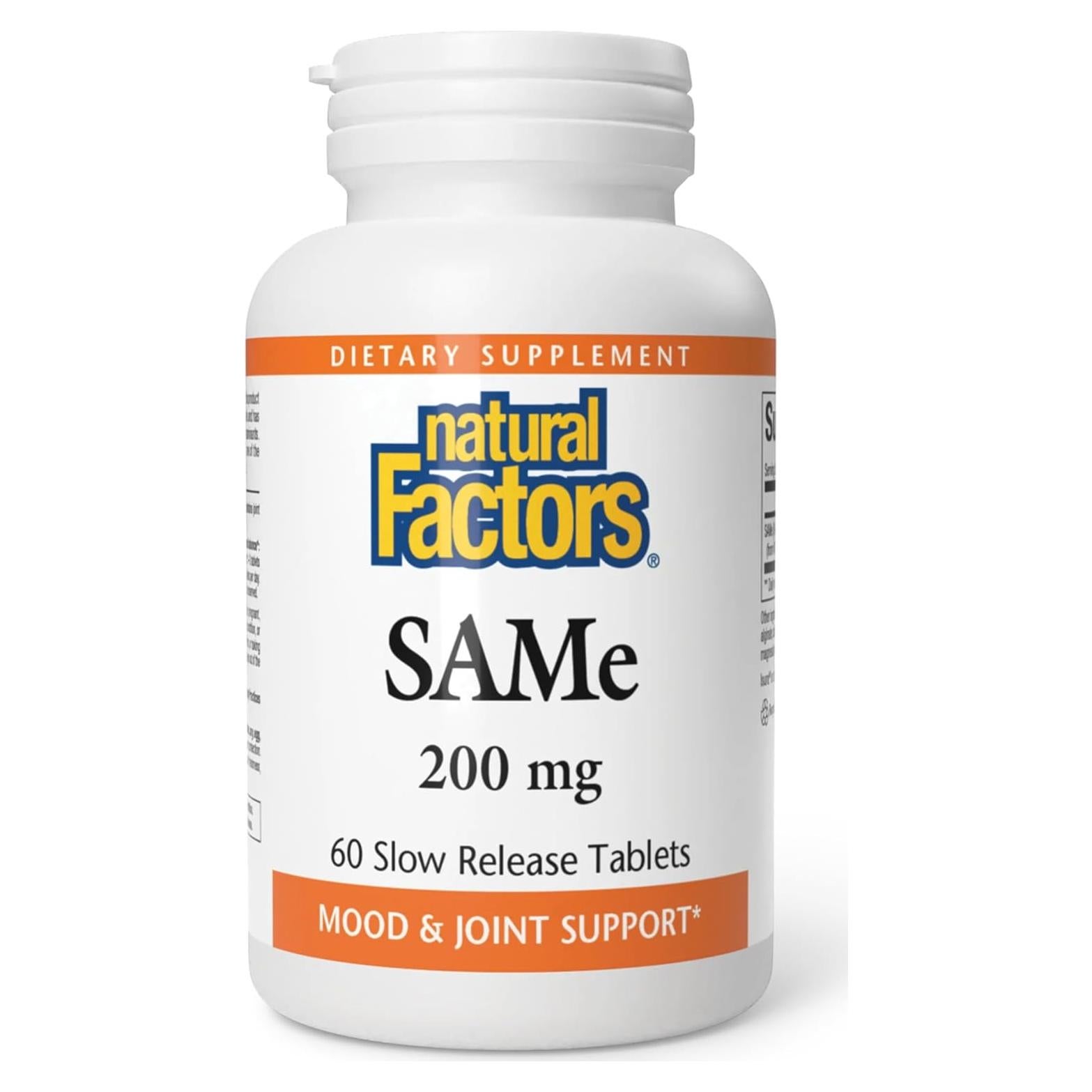 Factores Naturales SAMe 200 mg, 60 tabletas para Ánimo y Articulaciones