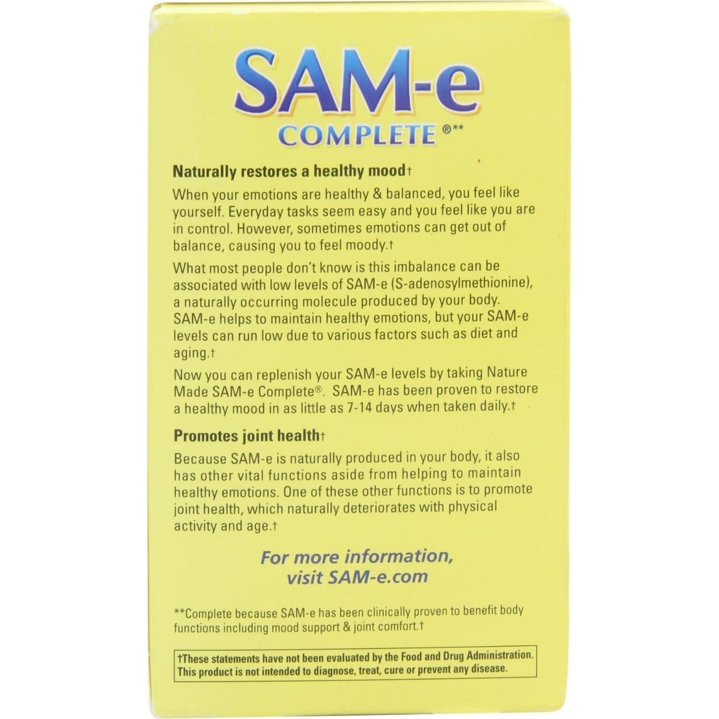 Suplemento Sam-e Completo Nature's Made 400 mg 72 Tabletas