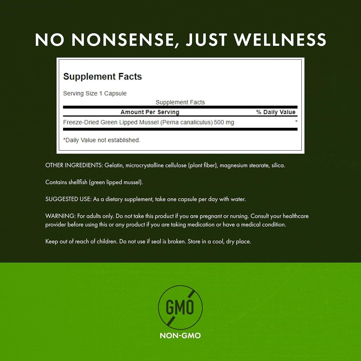 Suplemento de Mejillón de Labios Verdes Swanson 60 Cápsulas 500mg