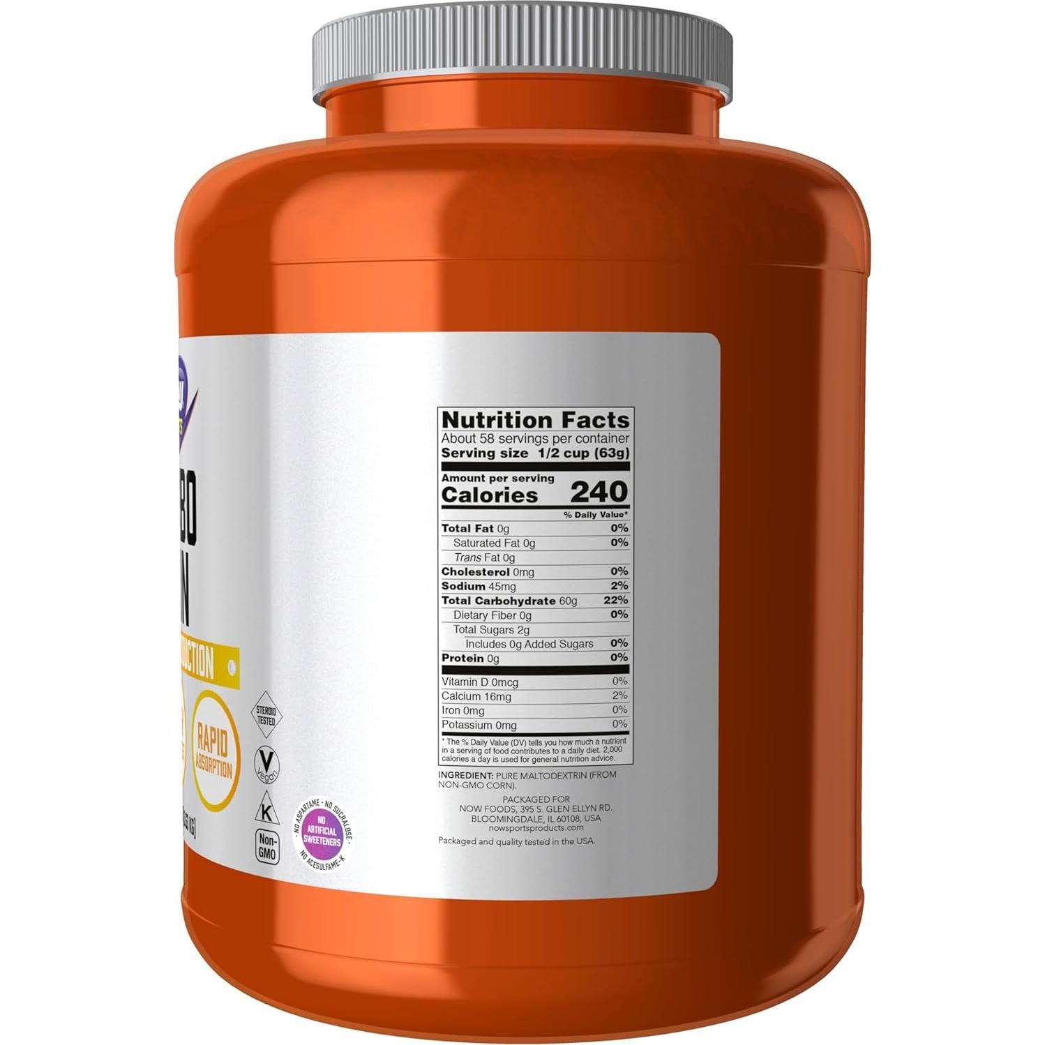 NOW Foods Carbo Gain Maltodextrina 3.63 kg Energía Rápida