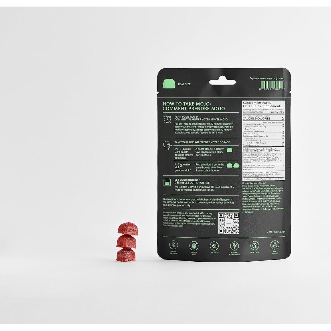 Gomitas Mojo Focus Veganas con Melena de León y Ginseng - 20 Unidades