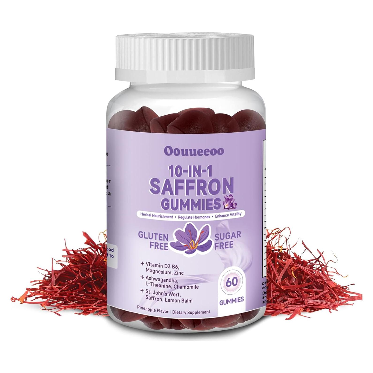 Gomitas de Azafrán OOUUEEOO Sin Azúcar 88.5mg 10-en-1 Piña