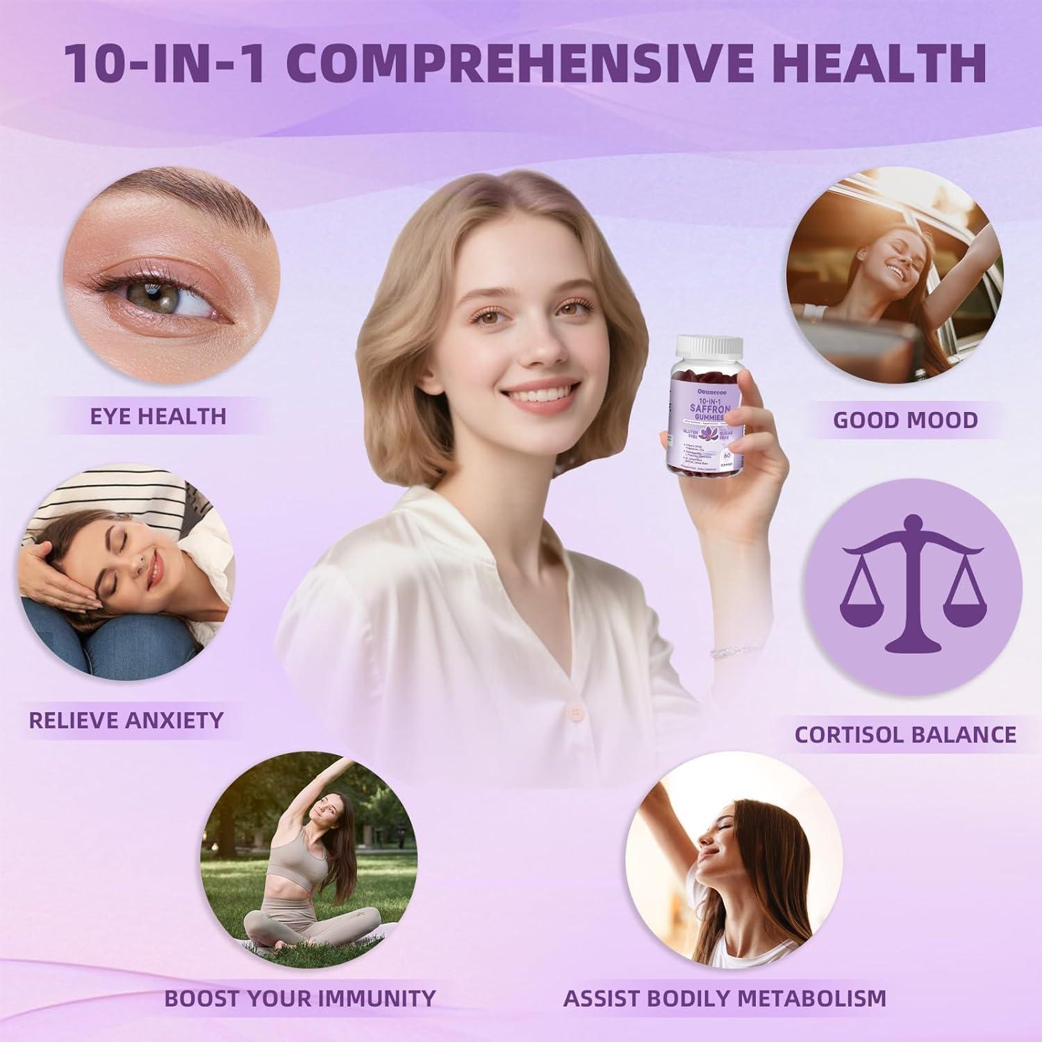 Gomitas de Azafrán OOUUEEOO Sin Azúcar 88.5mg 10-en-1 Piña