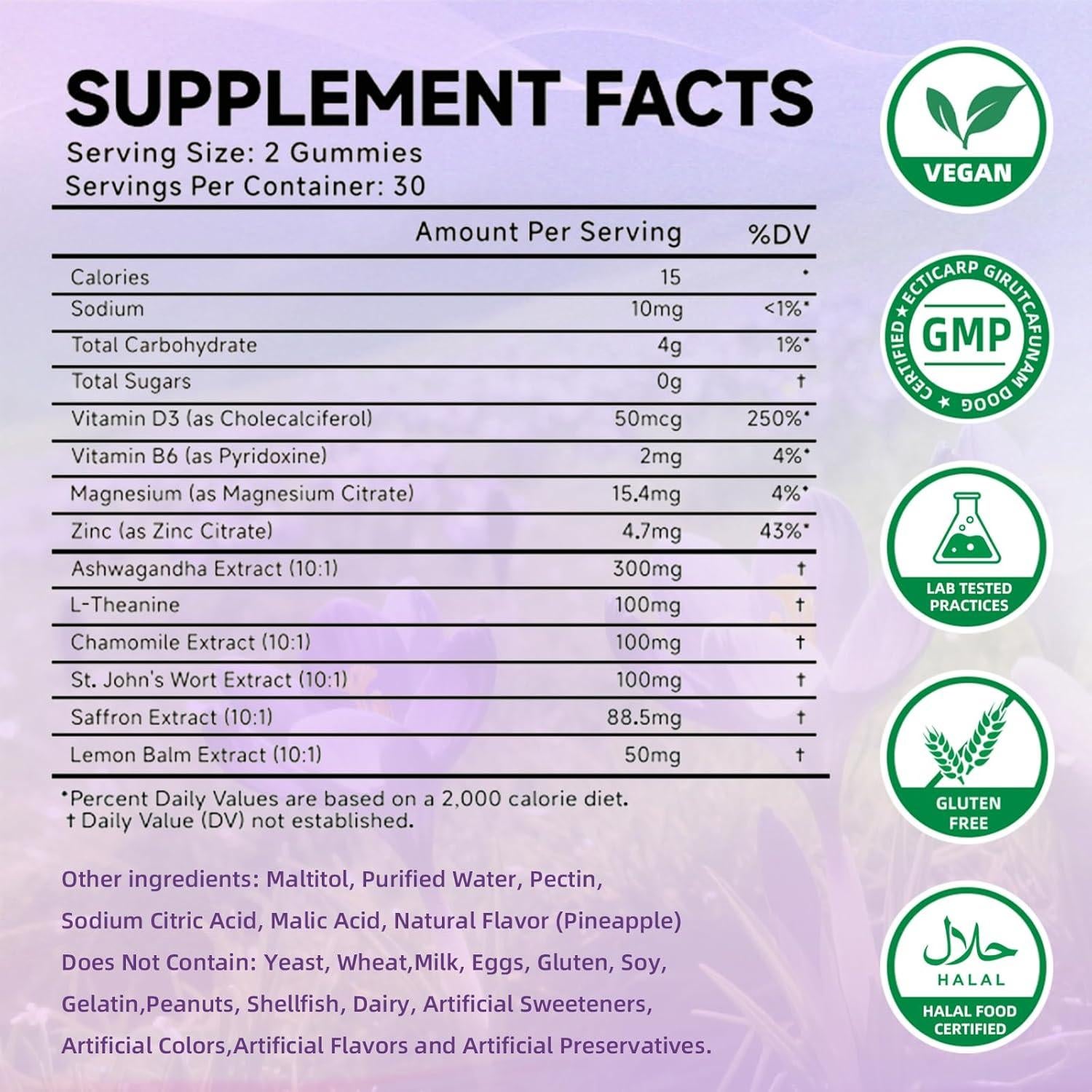 Gomitas de Azafrán OOUUEEOO Sin Azúcar 88.5mg 10-en-1 Piña
