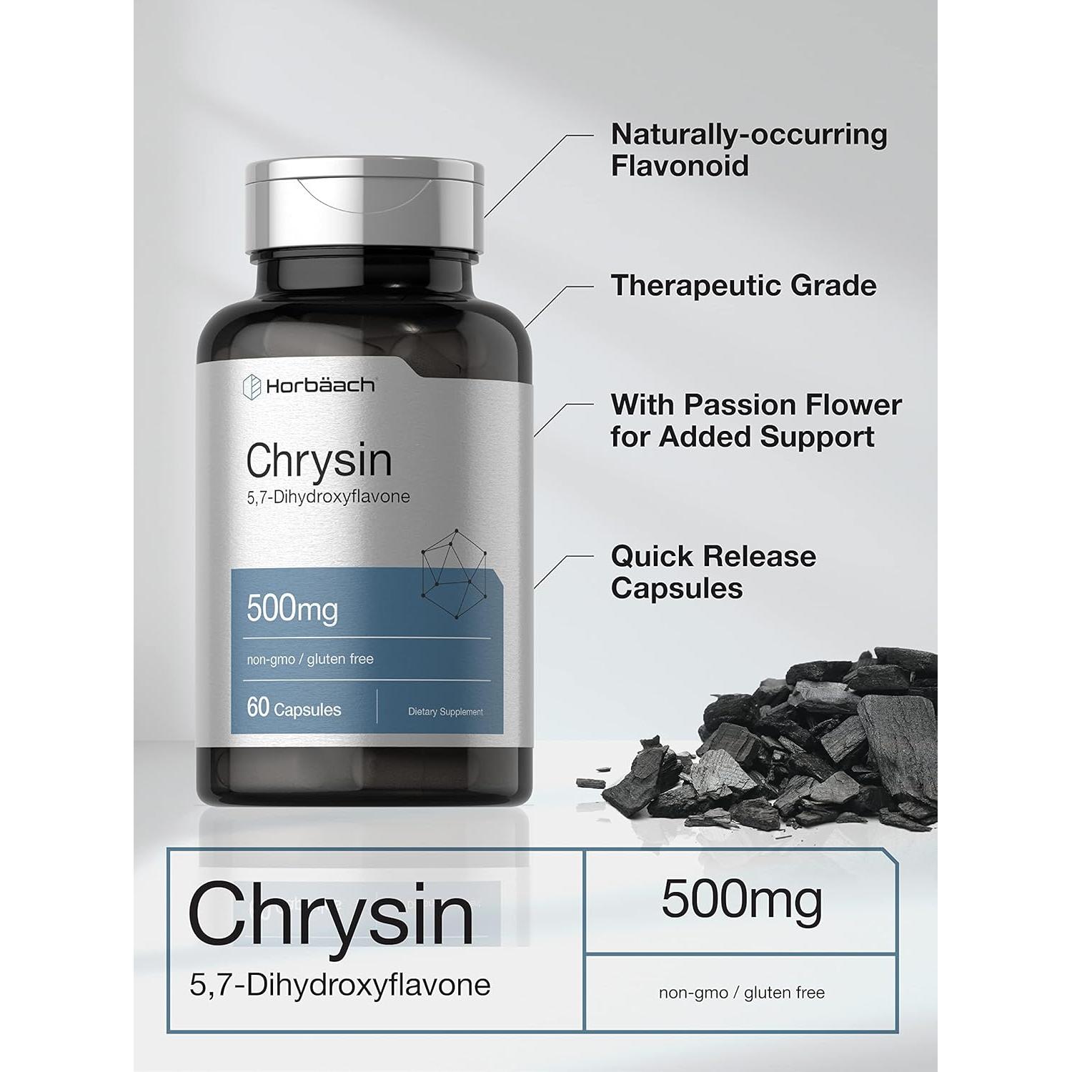 Suplemento Chrysin Horbaach 500mg 60 Cápsulas Sin OGM