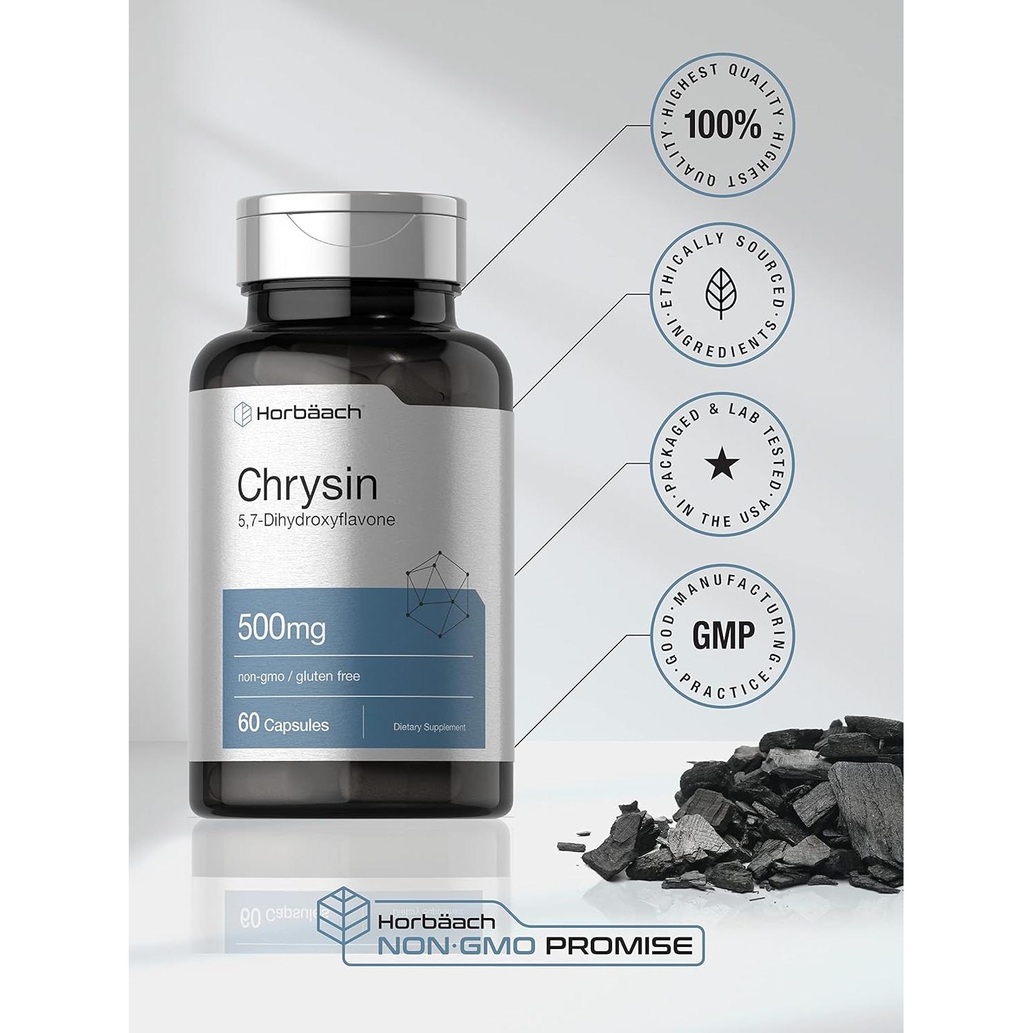 Suplemento Chrysin Horbaach 500mg 60 Cápsulas Sin OGM