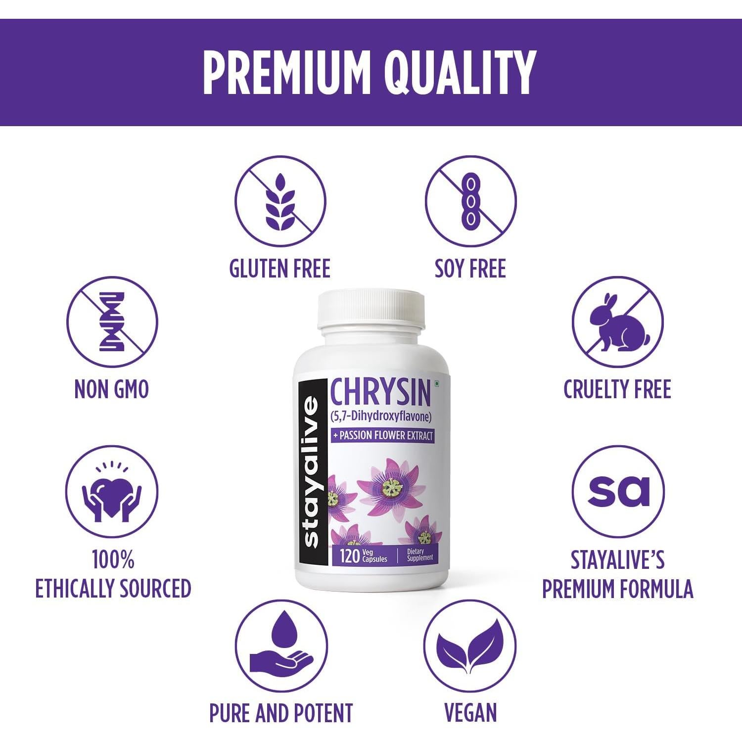 Suplemento de Chrisina Stay Alive 500mg con Flor de Pasión 120 Cápsulas