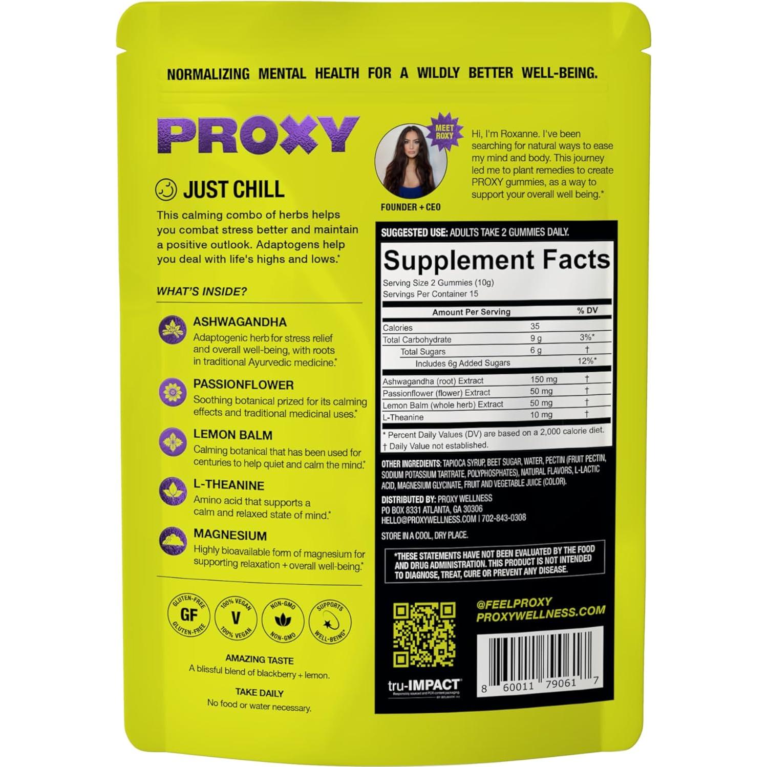 Gominolas Veganas PROXY Just Chill con Ashwagandha 30 Unidades