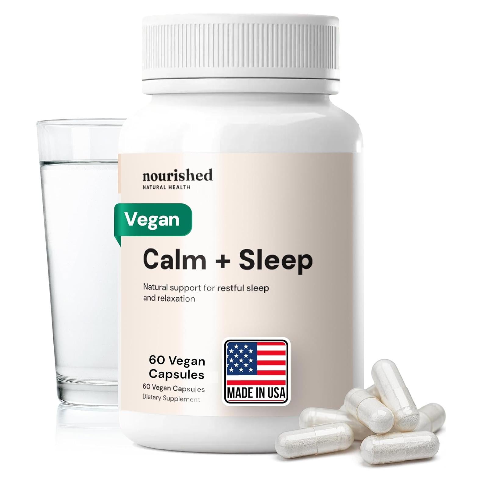 Cápsulas Calm + Sleep Nourished Natural - 60 Unidades con Ashwagandha y Magnesio