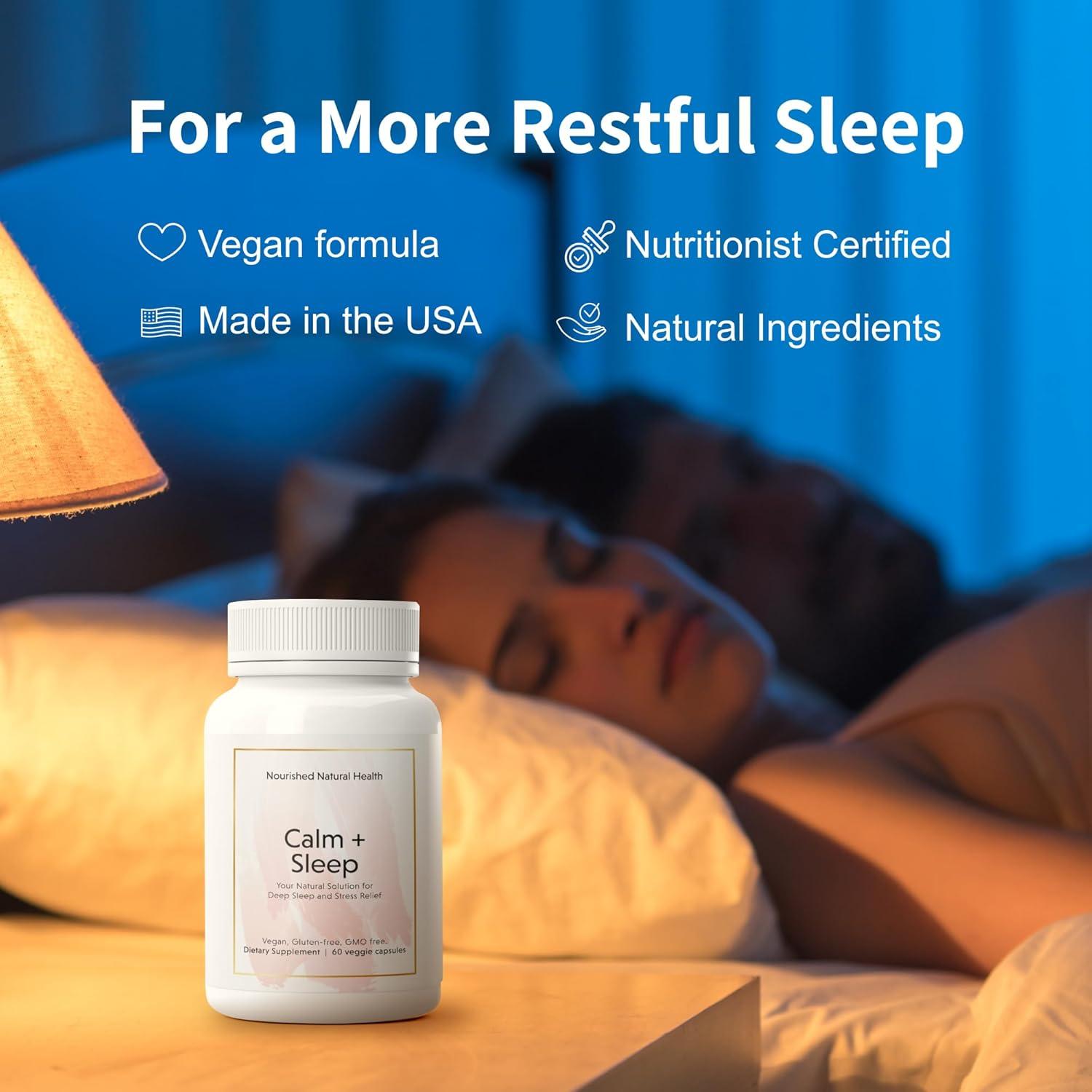 Cápsulas Calm + Sleep Nourished Natural - 60 Unidades con Ashwagandha y Magnesio