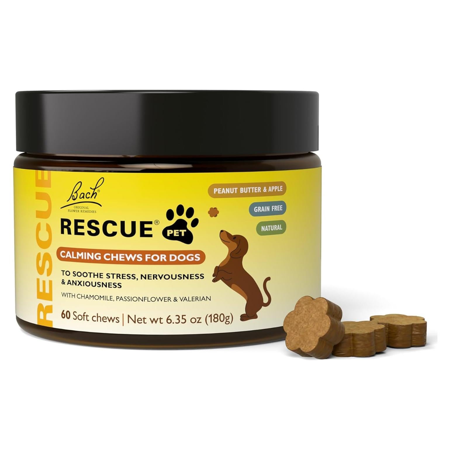 Golosinas Calmantes para Perros RESCATE - 60 Unidades, Sin Sedantes