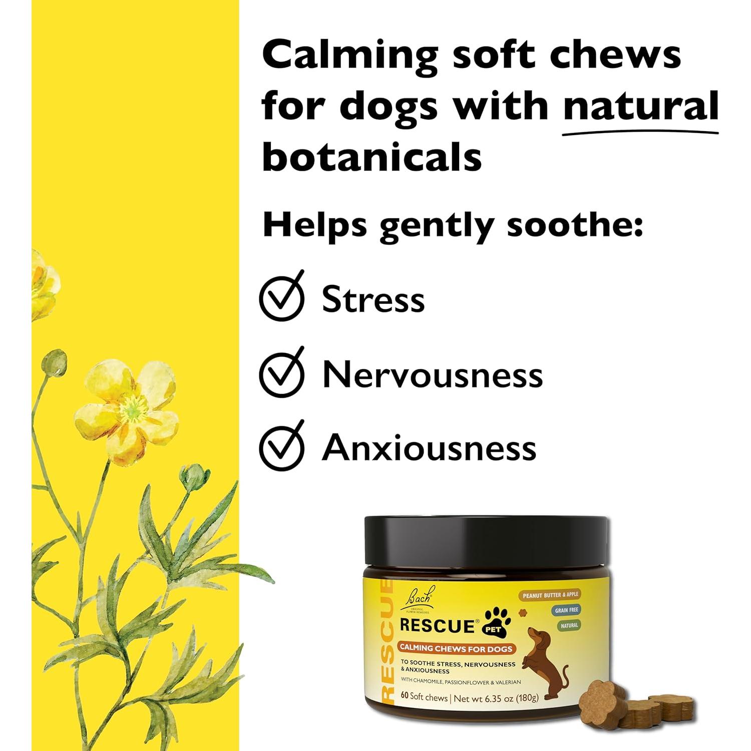 Golosinas Calmantes para Perros RESCATE - 60 Unidades, Sin Sedantes