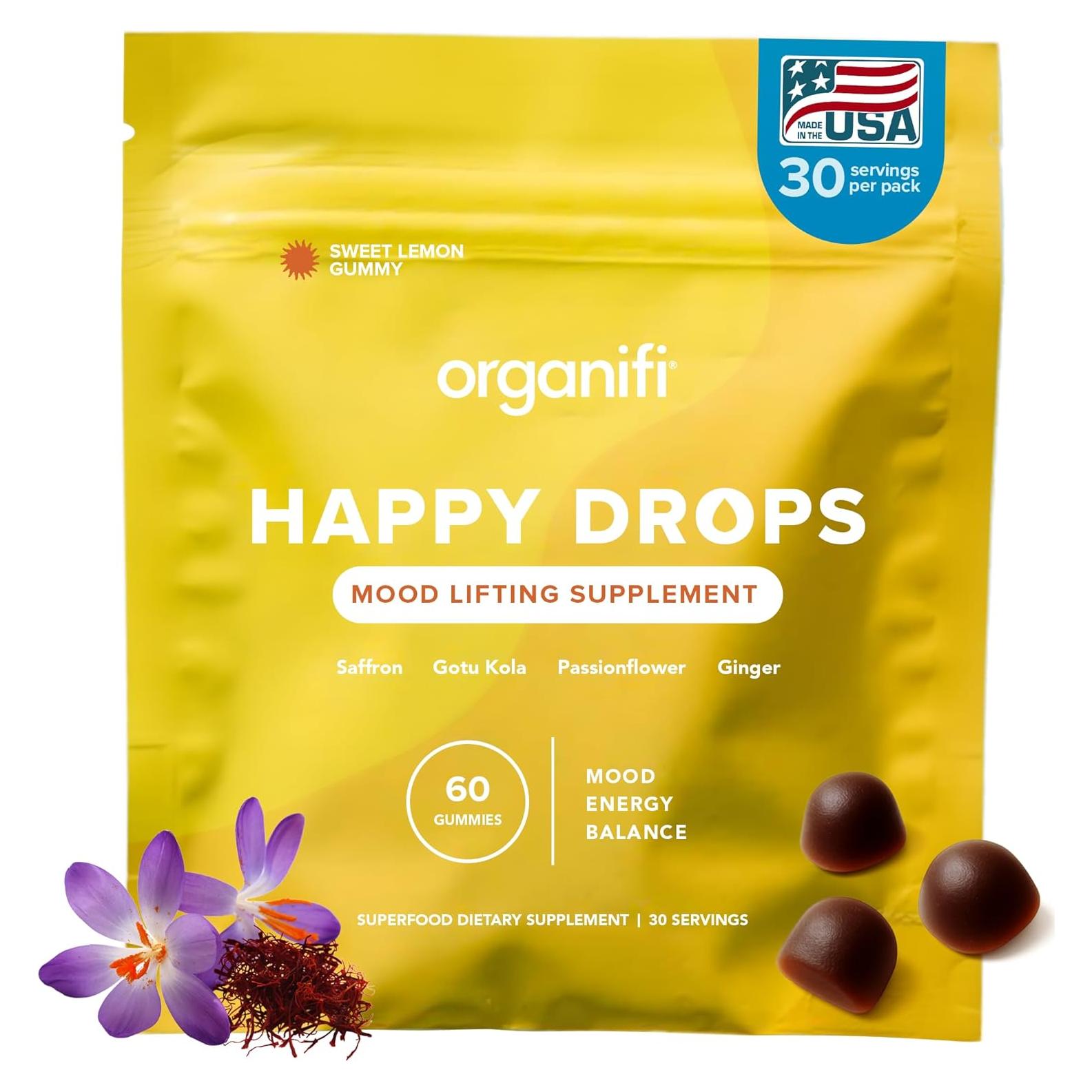 Gominolas Organifi Happy Drops - Suplemento de Estado de Ánimo - 60 Unidades