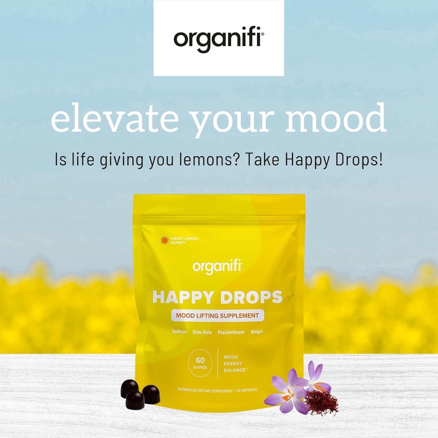 Gominolas Organifi Happy Drops - Suplemento de Estado de Ánimo - 60 Unidades